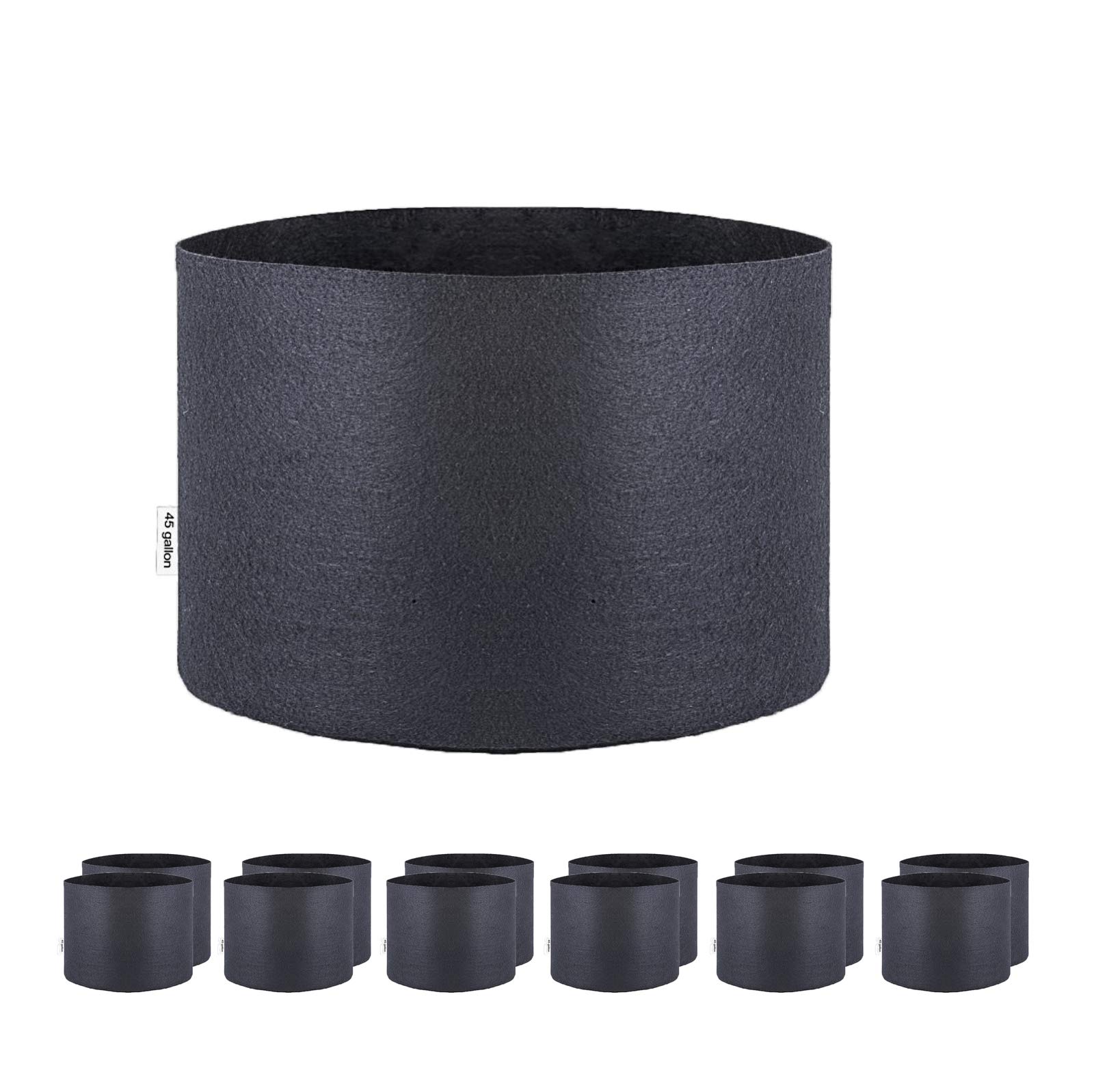 Oppolite 45 Gallon 12-Pack Round Fabric Aeration Pots - Breathable Plant Containers for Nursery, Garden & Planting | Perfect for Growing Vegetables, Flowers & Herbs in Outdoor & Indoor Gardens