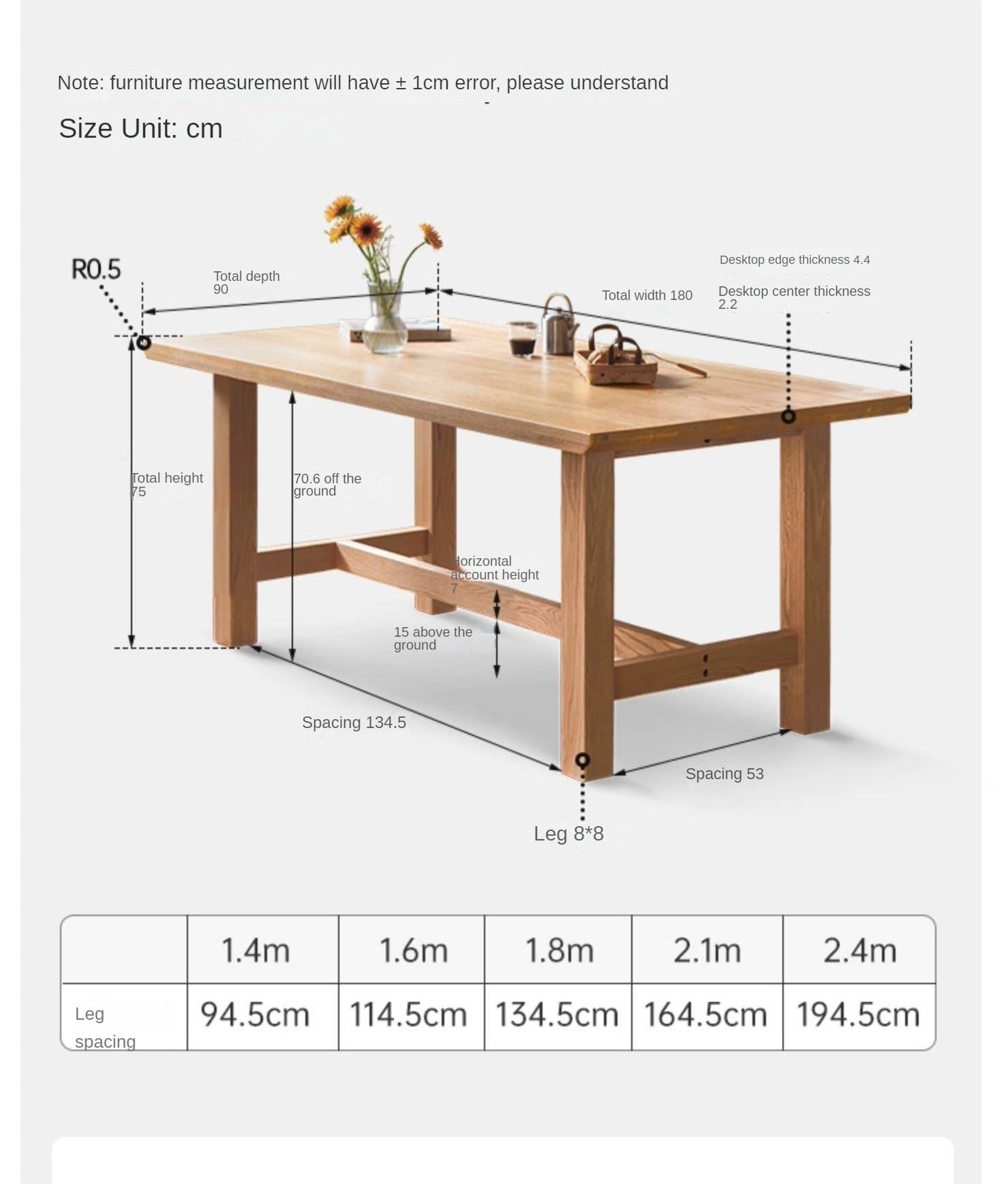 Rustic Style Dining Table - Solid Oak, Ash, Cherry Wood - Perfect for Farmhouse, Cottage & Country Home Dining Rooms
