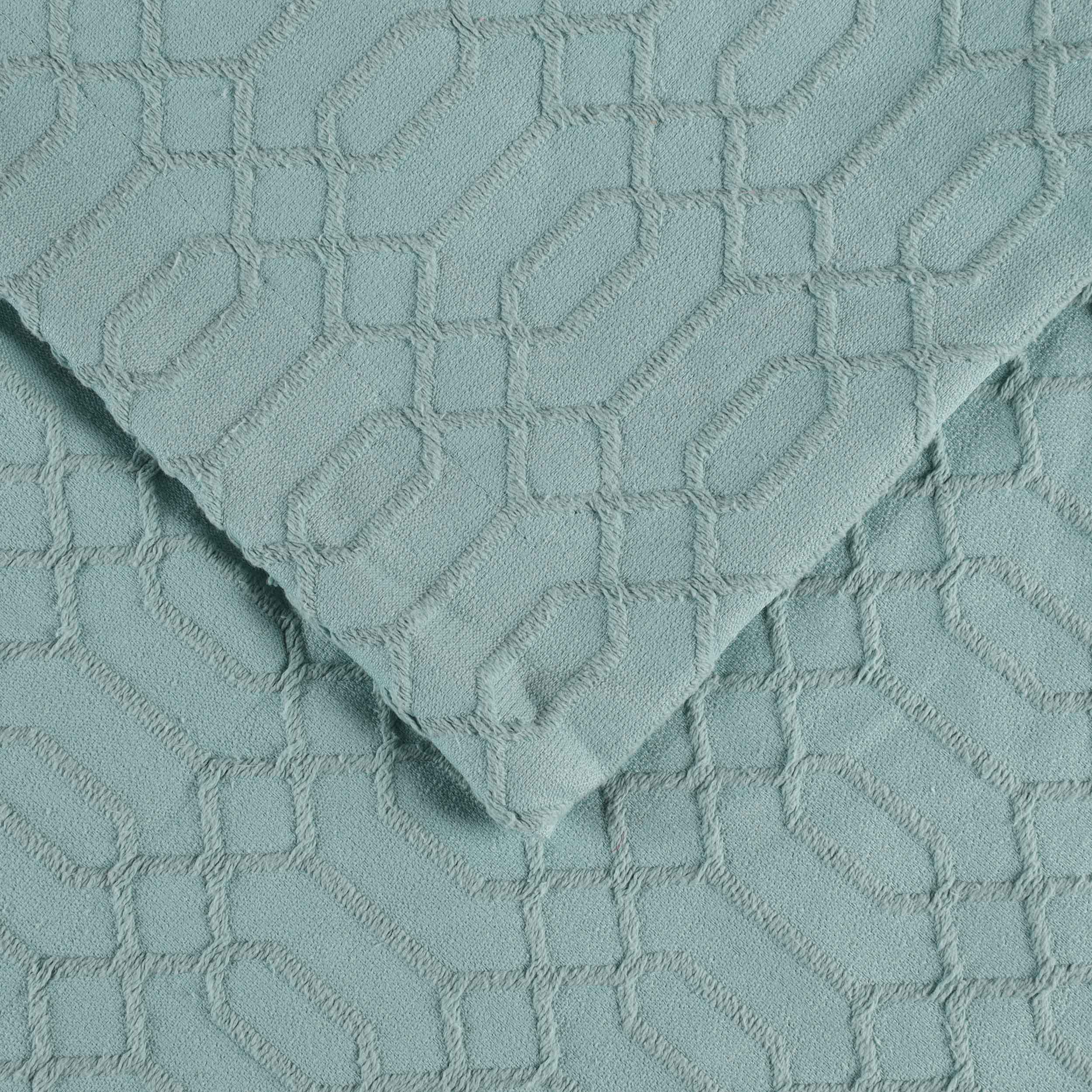 Remi Cotton Blend Jacquard Woven Geometric Fringe Bedspread Set - Queen Size Luxury Bed Cover for Modern Bedroom Decor | Perfect for Master Bedroom, Guest Room & Dorm