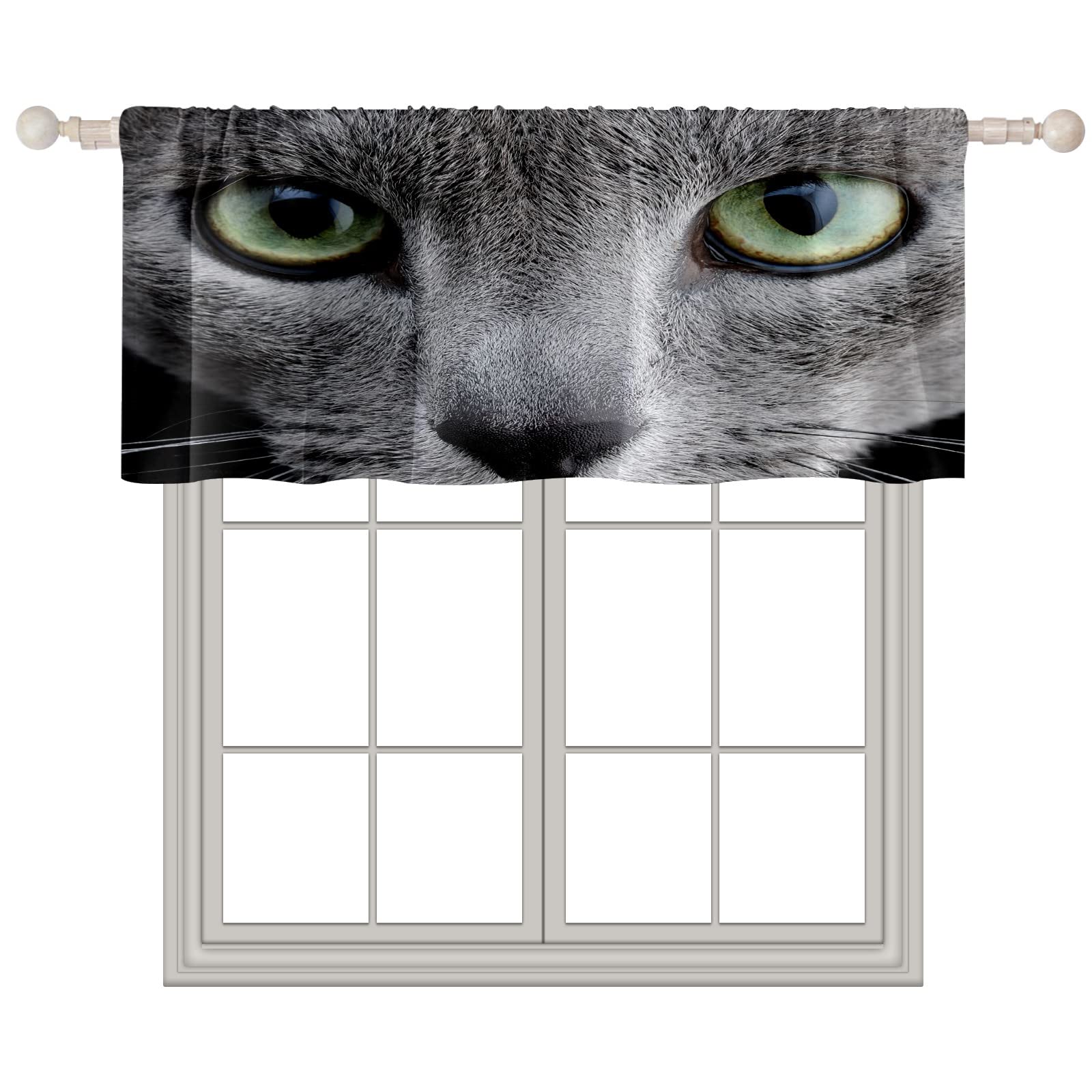 18x52 Inch Rod Pocket Window Valances - Elegant Short Curtains for Living Room, Bedroom & Kitchen | Decorative Cat Window Toppers for Home Decor | Perfect for Bay Windows, French Doors & Small Spaces