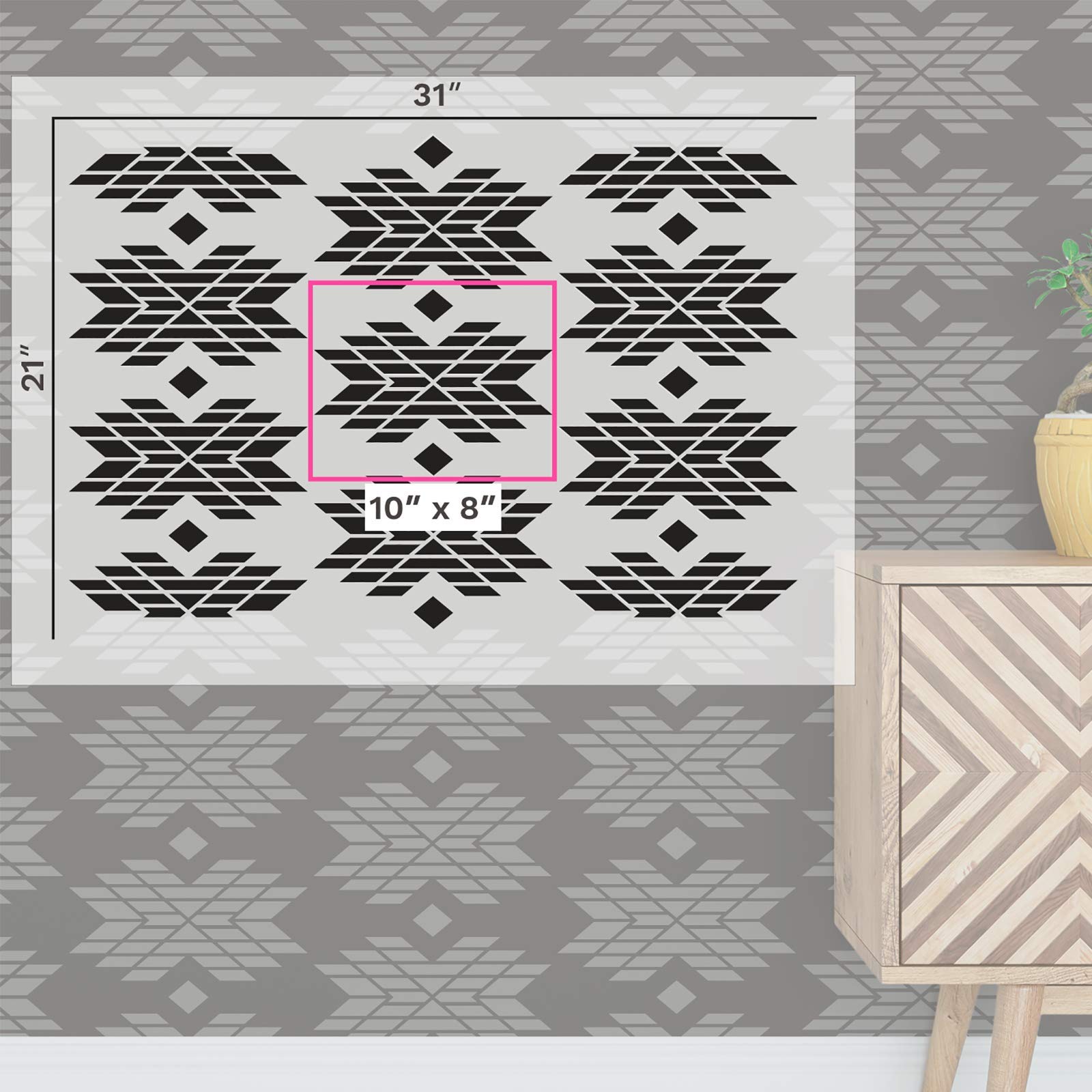 Navajo Stencil Set - Reusable Wall Stencils for Painting, DIY Home Decor & Crafts | Perfect for Southwestern Style Room Makeovers, Furniture Upcycling & Creative Wall Art Projects