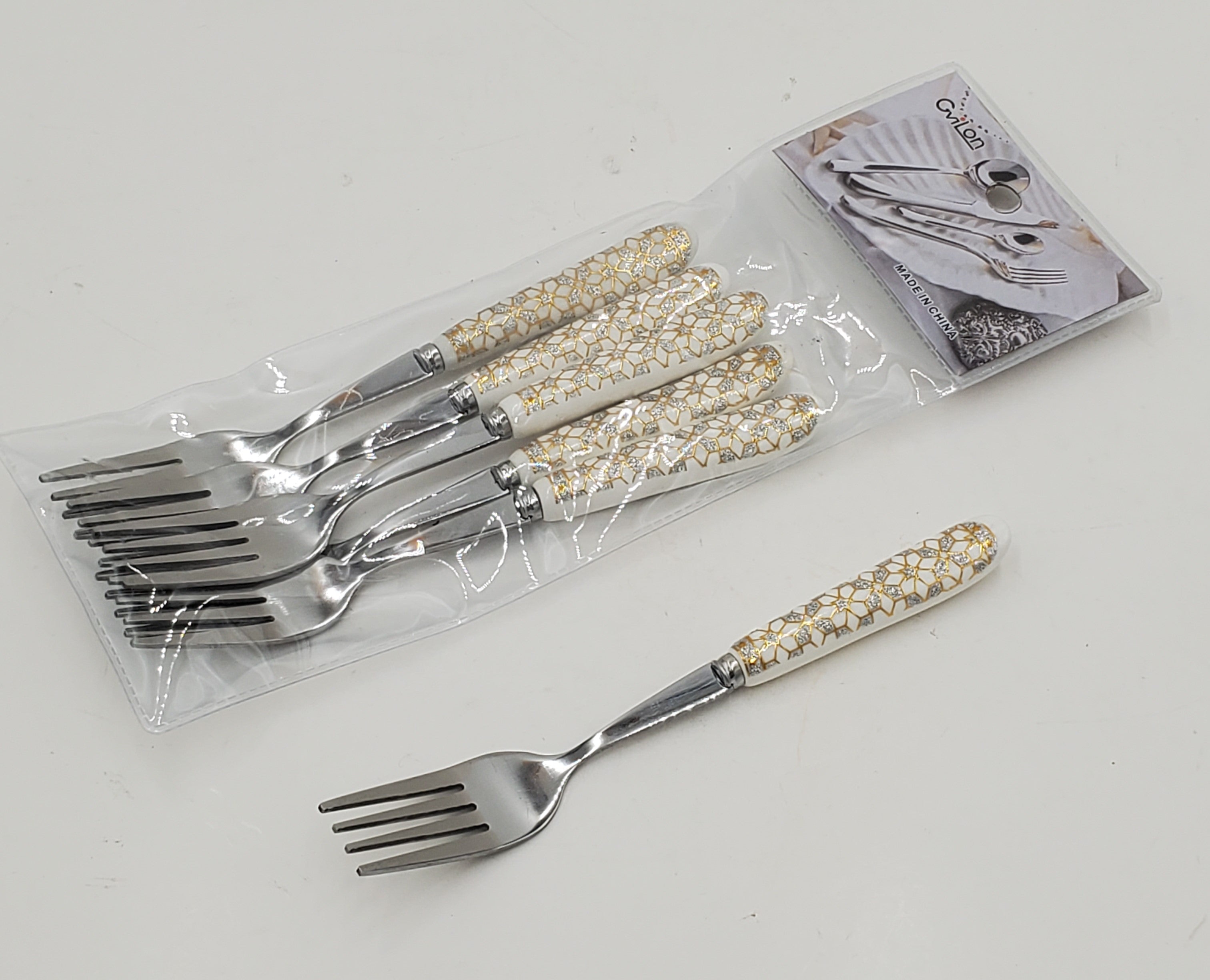 6-Piece Elegant Dessert Forks Set - Silver & Gold Plated - Perfect for Parties, Weddings, and Fine Dining