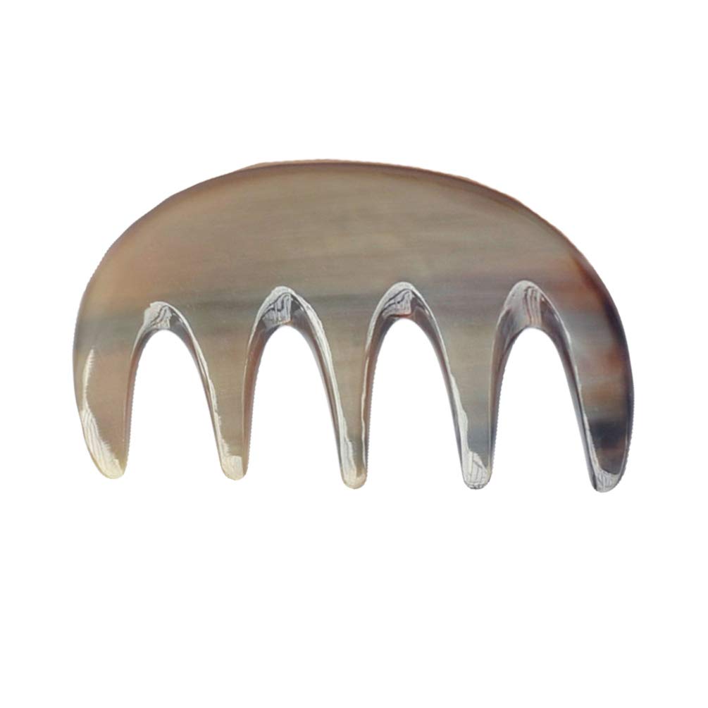 Lurrose Handmade Ox Horn Wide Tooth Comb - Anti-Static Hair Grooming Tool for Women & Men - Natural Hair Detangler for Wet/Dry Hair - Perfect for Home, Travel & Salon Use (5-Tooth Thin Comb)