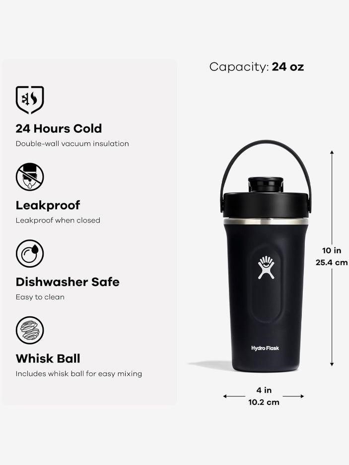 Hydro Flask 710ml (24oz) Stainless Steel Insulated Shaker Bottle with Leak-Proof Lid - Perfect for Protein Shakes, Smoothies & Gym Workouts - Surf Edition