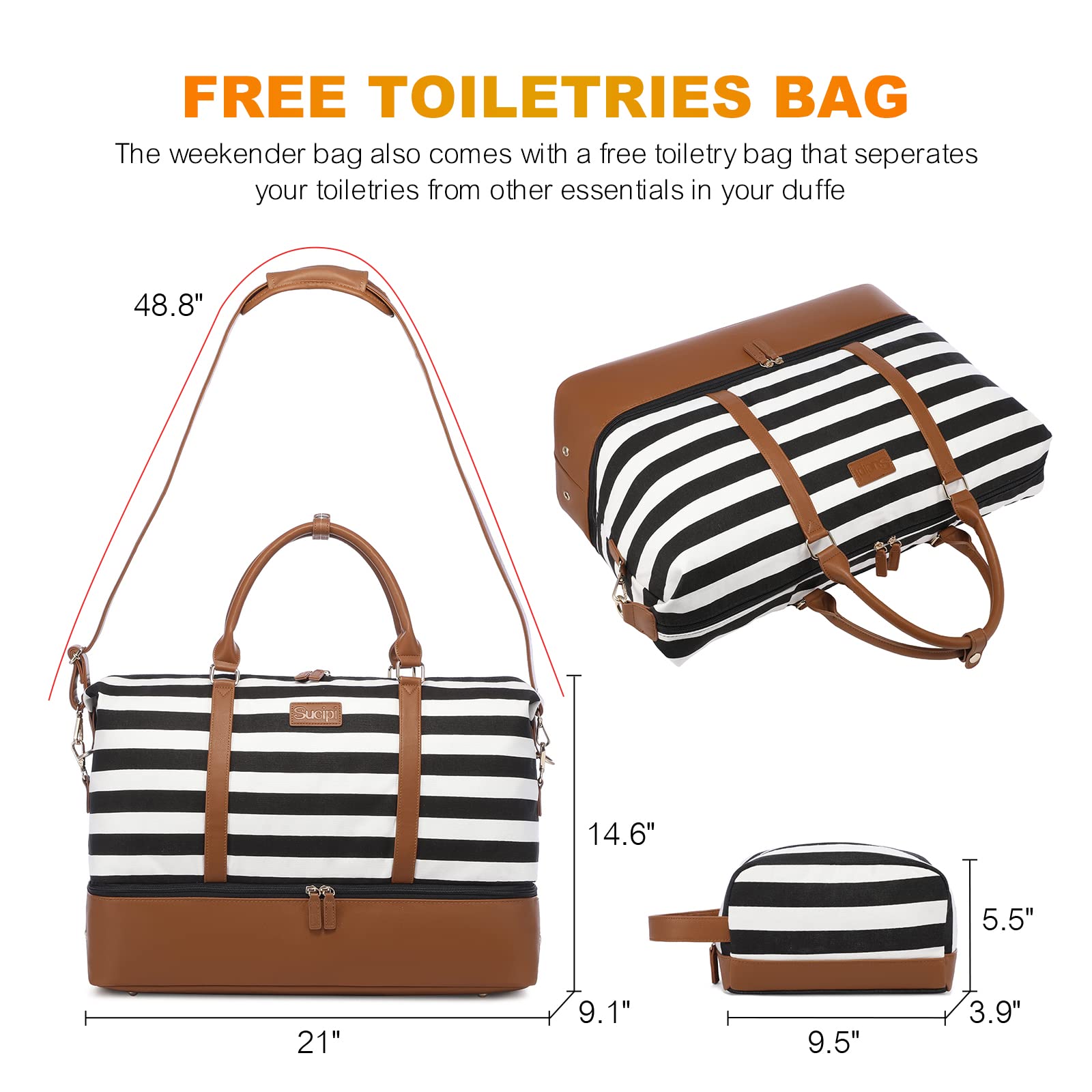 Stylish Canvas Weekender Bag for Women - Spacious Travel Duffle with Shoe Compartment & Toiletry Pouch - Perfect Carry-On Gym Bag, Overnight Trip, Hospital Visit & Labor Delivery - Ideal for Weekend Getaways, Workouts & Travel Essentials