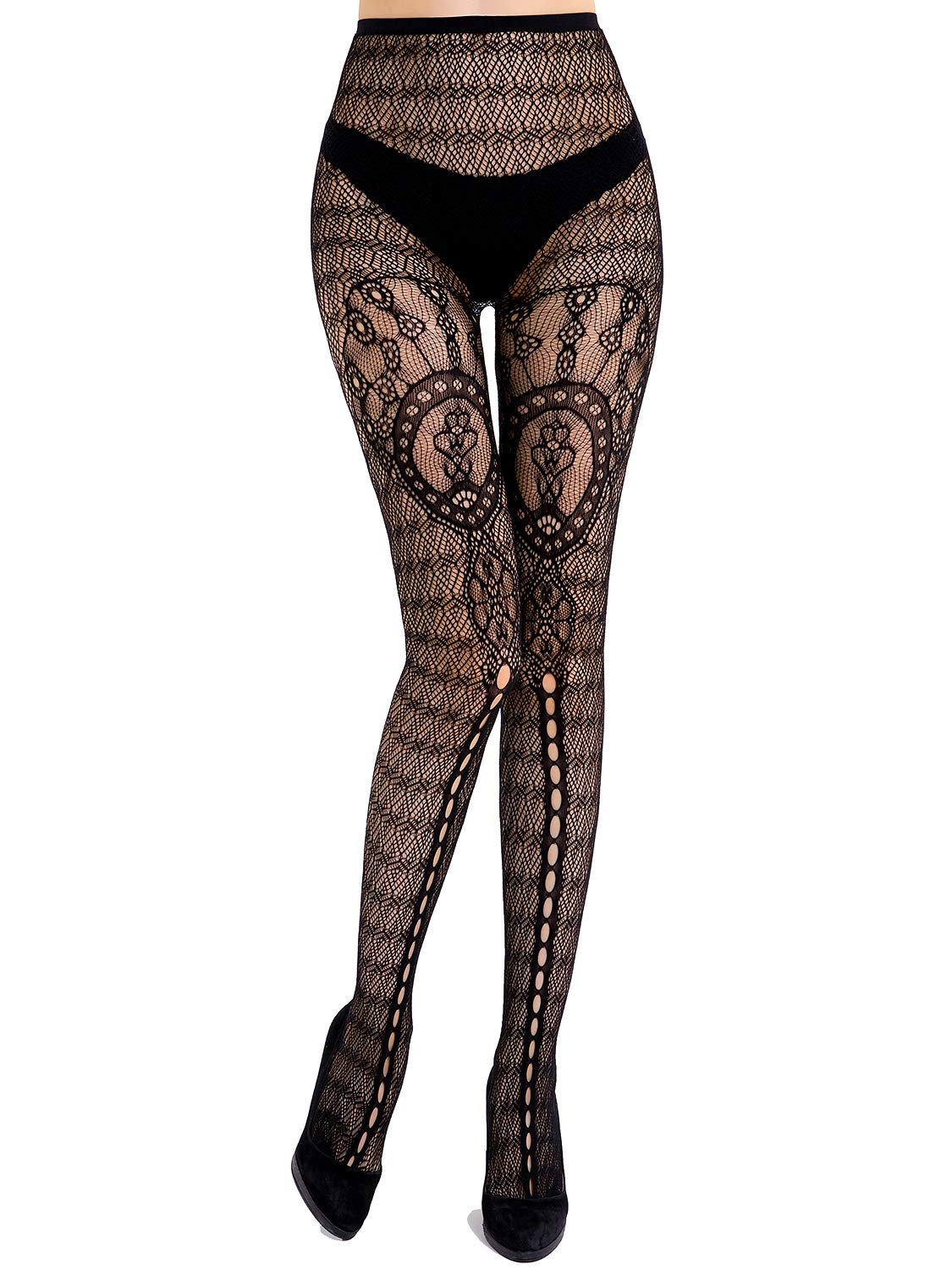 HONENNA Women's Black Fishnet Tights with Stylish Patterns - 1 to 6 Pairs Pack | Perfect for Halloween, Cosplay, Night Out & Fashion Outfits