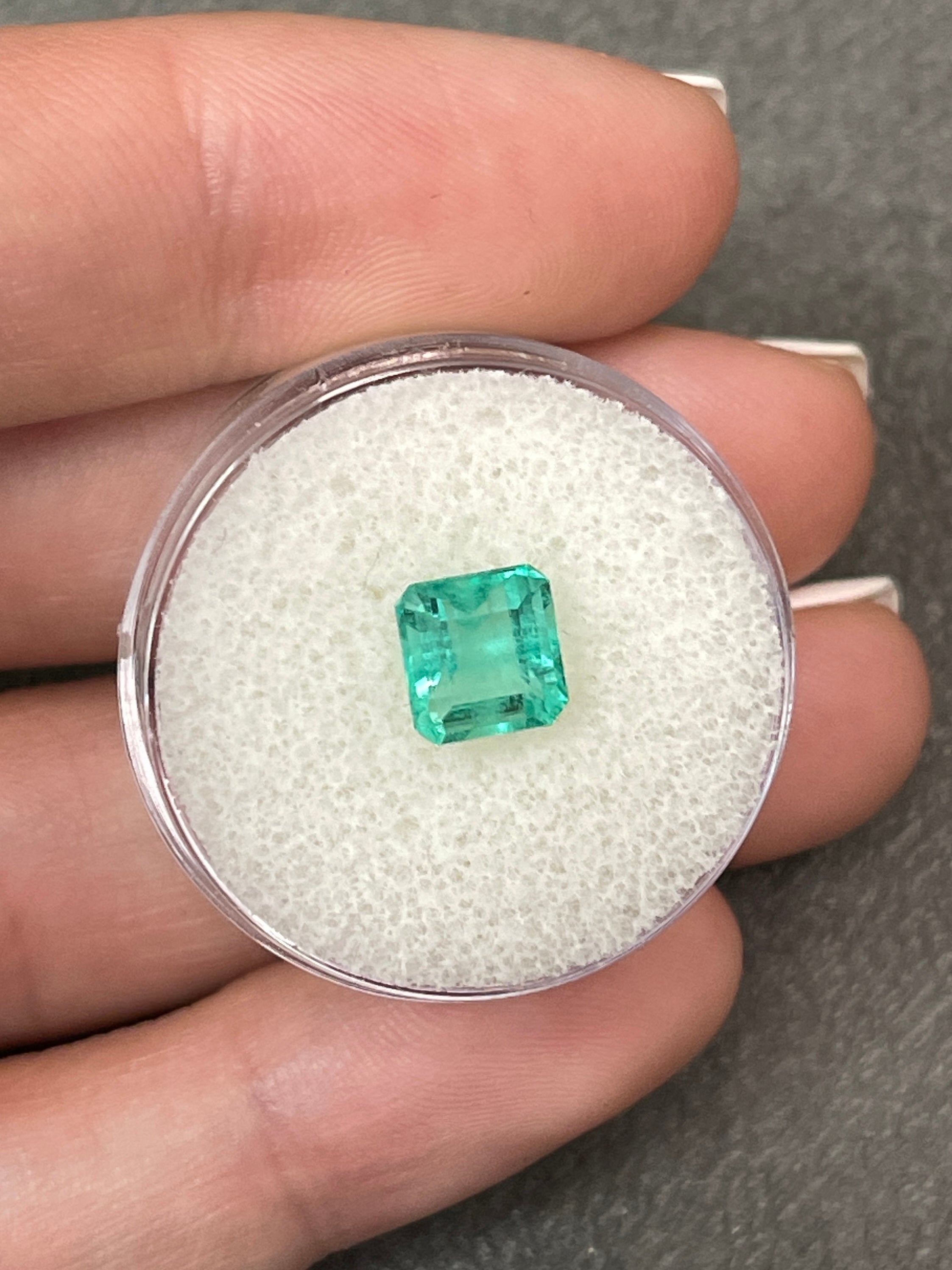 1.58 Carat Bluish Green Asscher Cut Natural Colombian Emerald Loose Gemstone for Jewelry Making - Engagement Rings, Pendants & Custom Designs