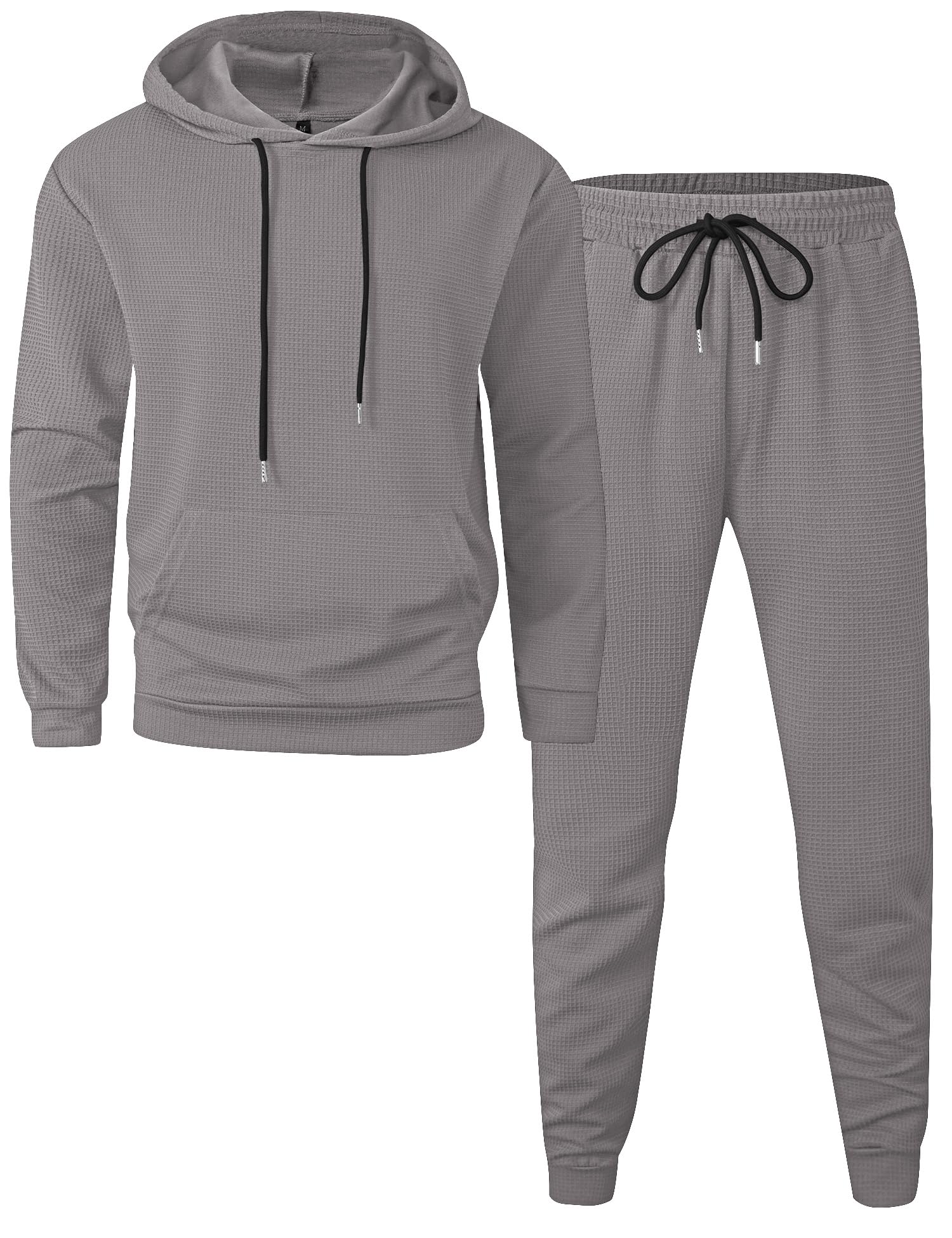 LecGee Men's 2-Piece Tracksuit Set - Hoodie & Jogger Pants Waffle Knit Athletic Sweatsuit for Running, Gym, and Casual Wear | Breathable Comfort for Sports & Lounge