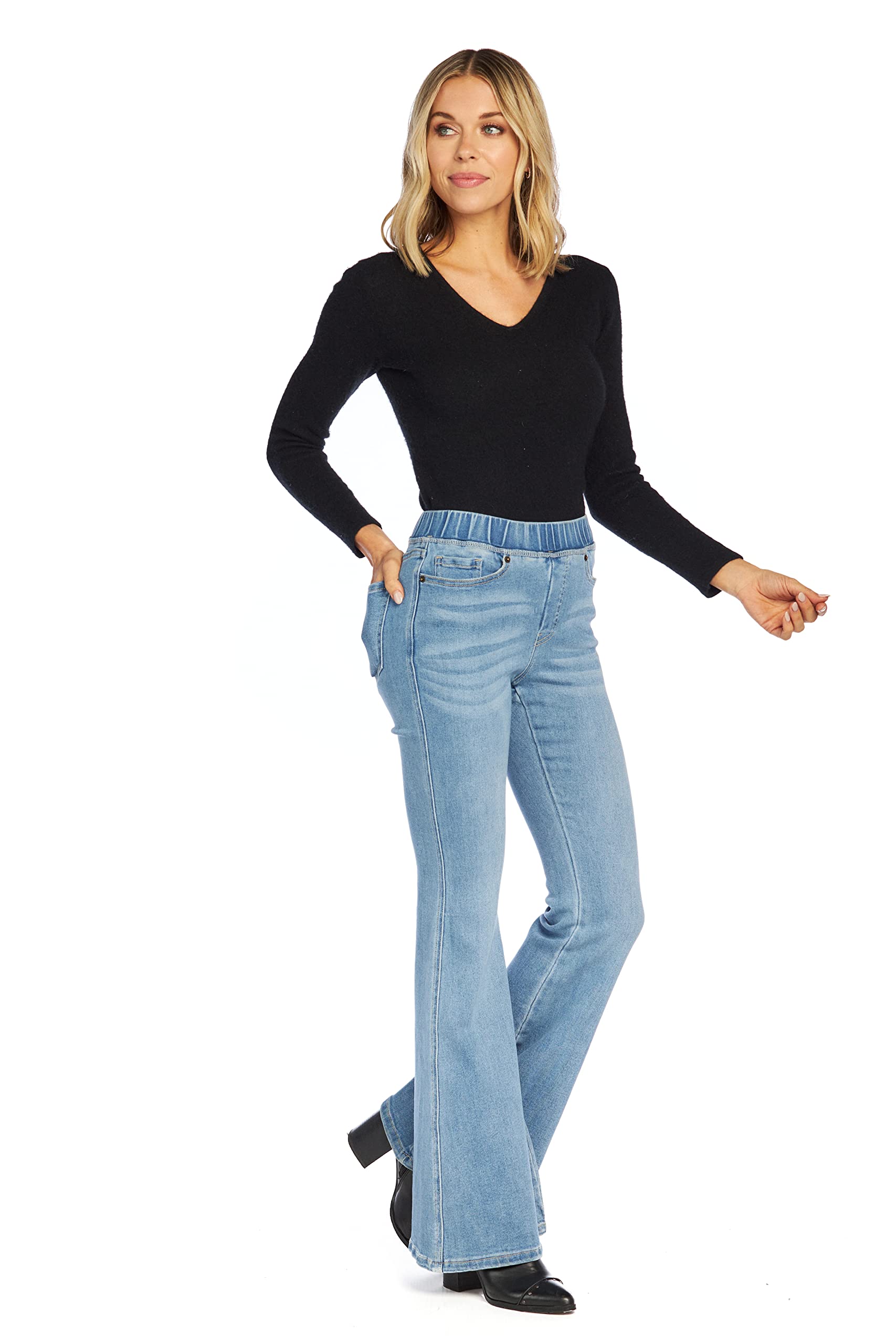 Mud Pie Sicily Women's Flare Jeans - High Waisted Bootcut Denim Pants for Casual & Boho Style | Perfect for Everyday Wear, Date Nights & Music Festivals