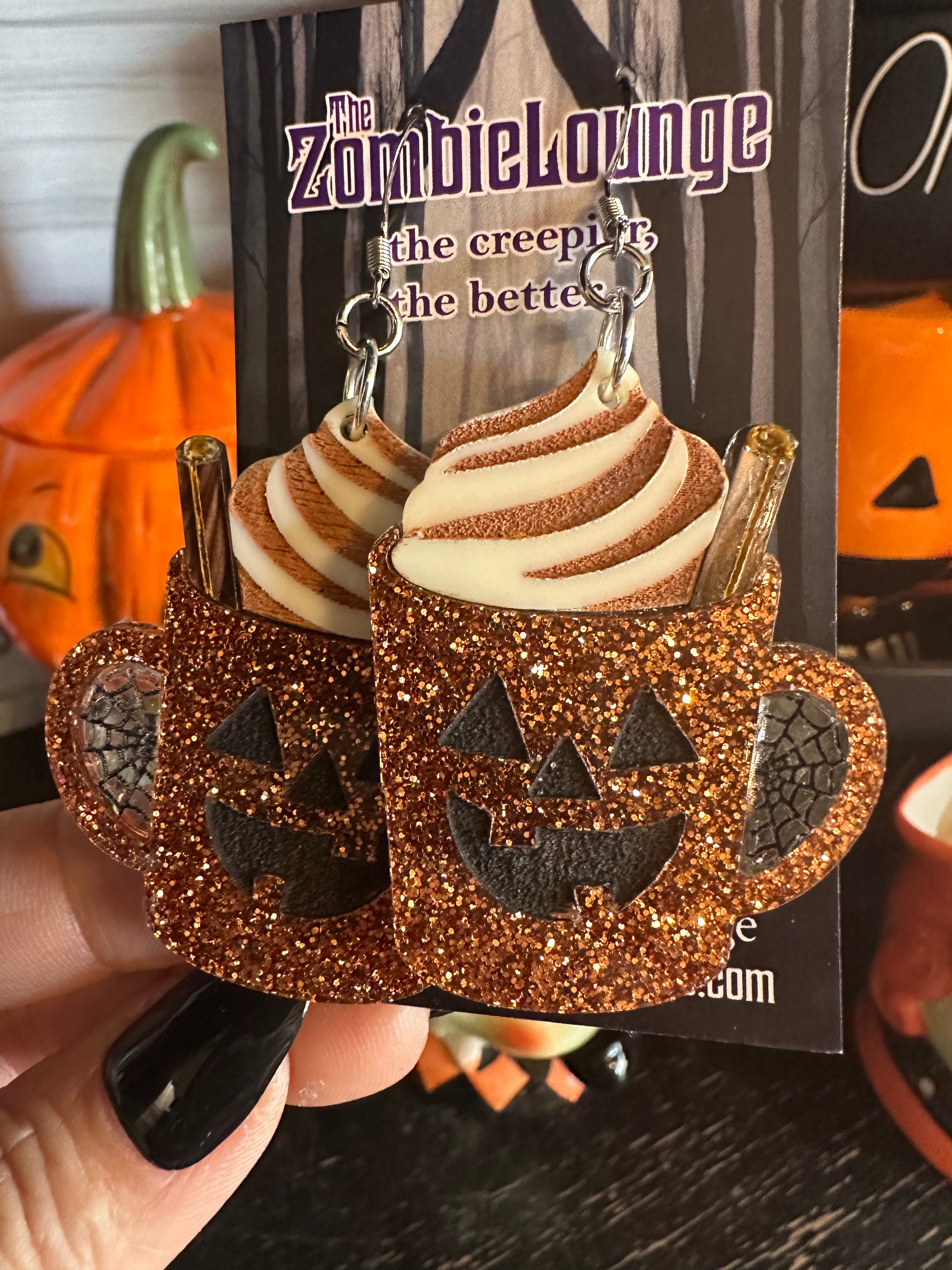 Spooky Latte Earrings - Halloween Coffee Jewelry for Women, Cute Pumpkin & Ghost Dangle Earrings - Perfect for Halloween Parties & Coffee Lovers
