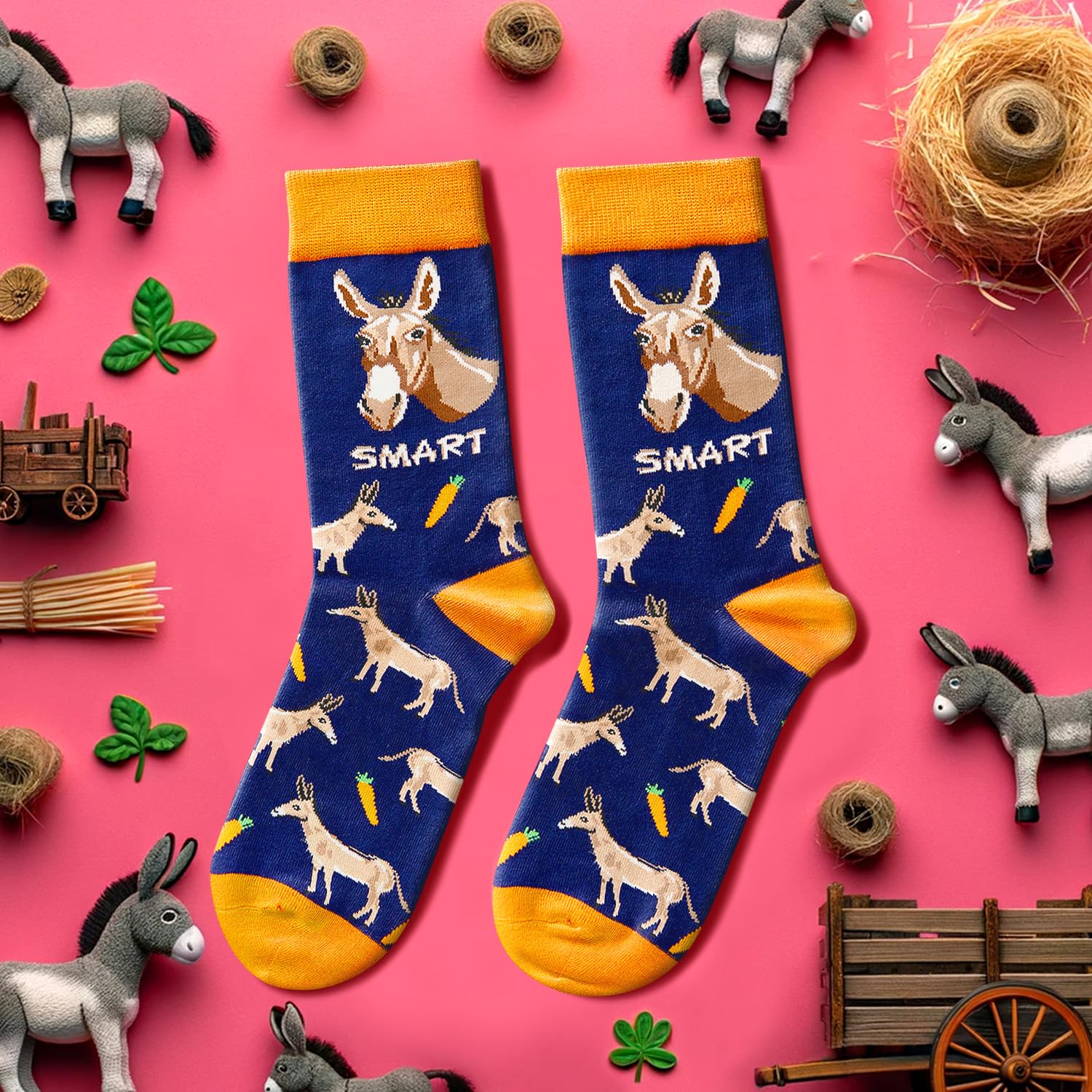 Funny Animal Socks for Men - Novelty Crazy Socks with Donkey, Cat, Wolf, Sloth, Flamingo & Bear Designs - Perfect Gift for Christmas, Birthday & Casual Wear