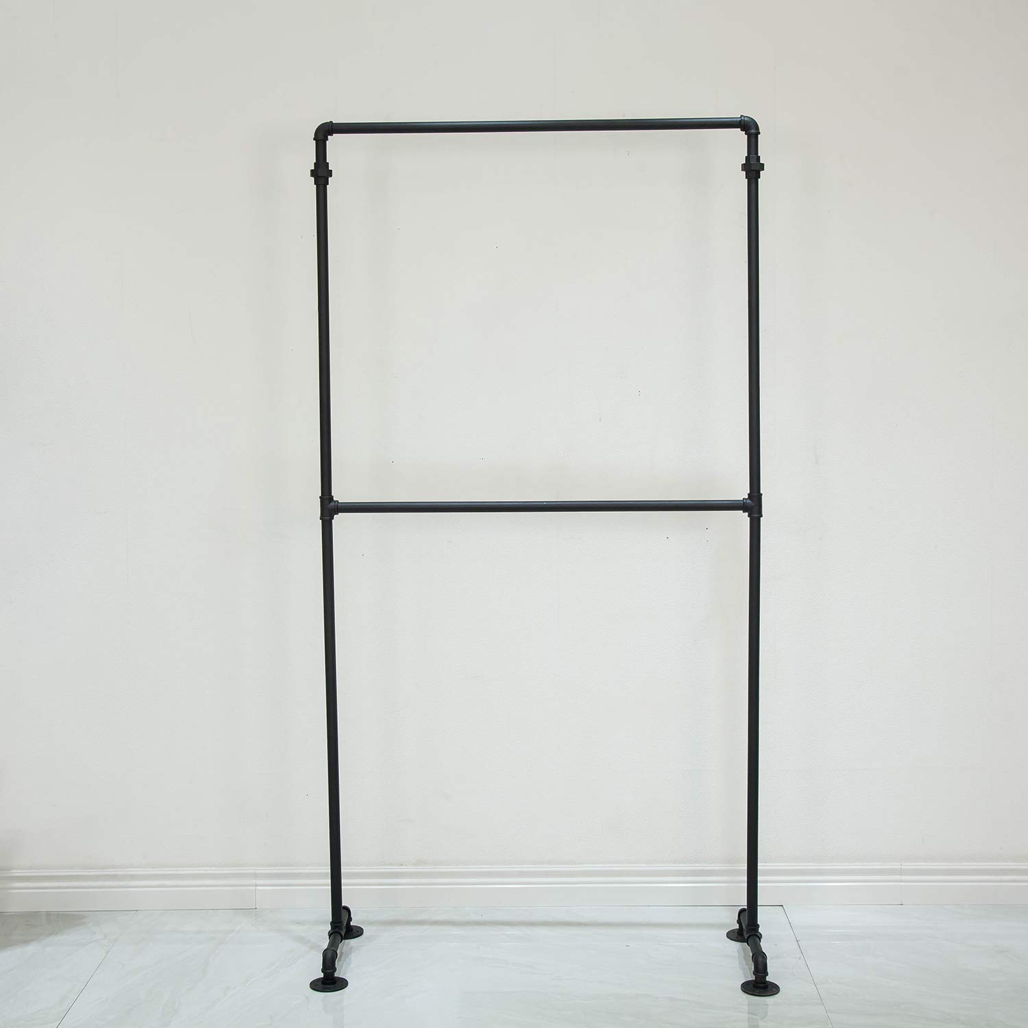 Heavy Duty 2-Tier Industrial Pipe Clothing Rack - 74.8
