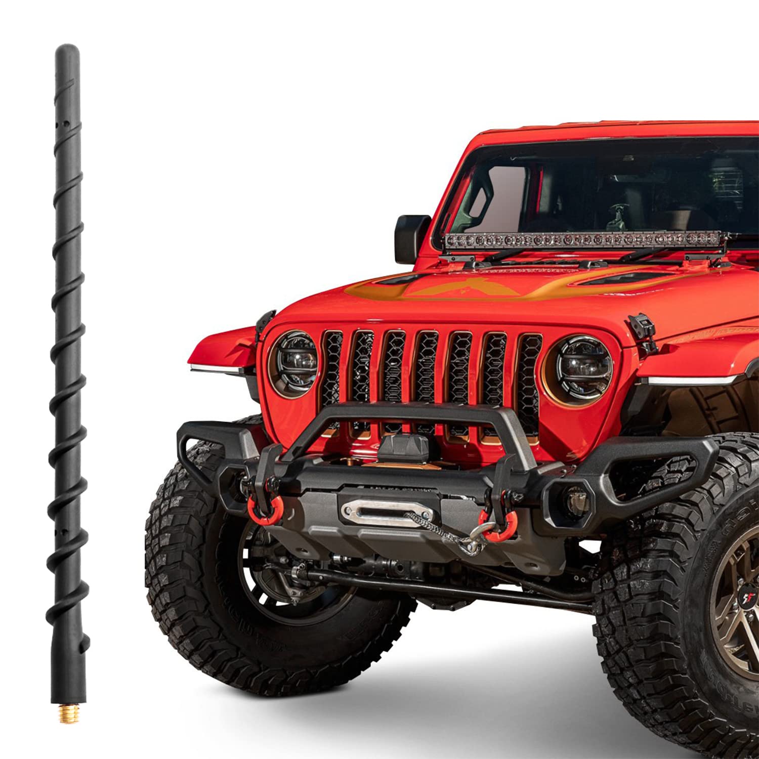 8 Inch Short Antenna for 2007-2025 Jeep Wrangler & Gladiator (JK JL JT) - Compatible with Rubicon, Sahara, Mojave, Sport, Willys & 4xe Models - Durable Stubby Replacement Antenna Accessory - Perfect for Off-Roading & Daily Driving
