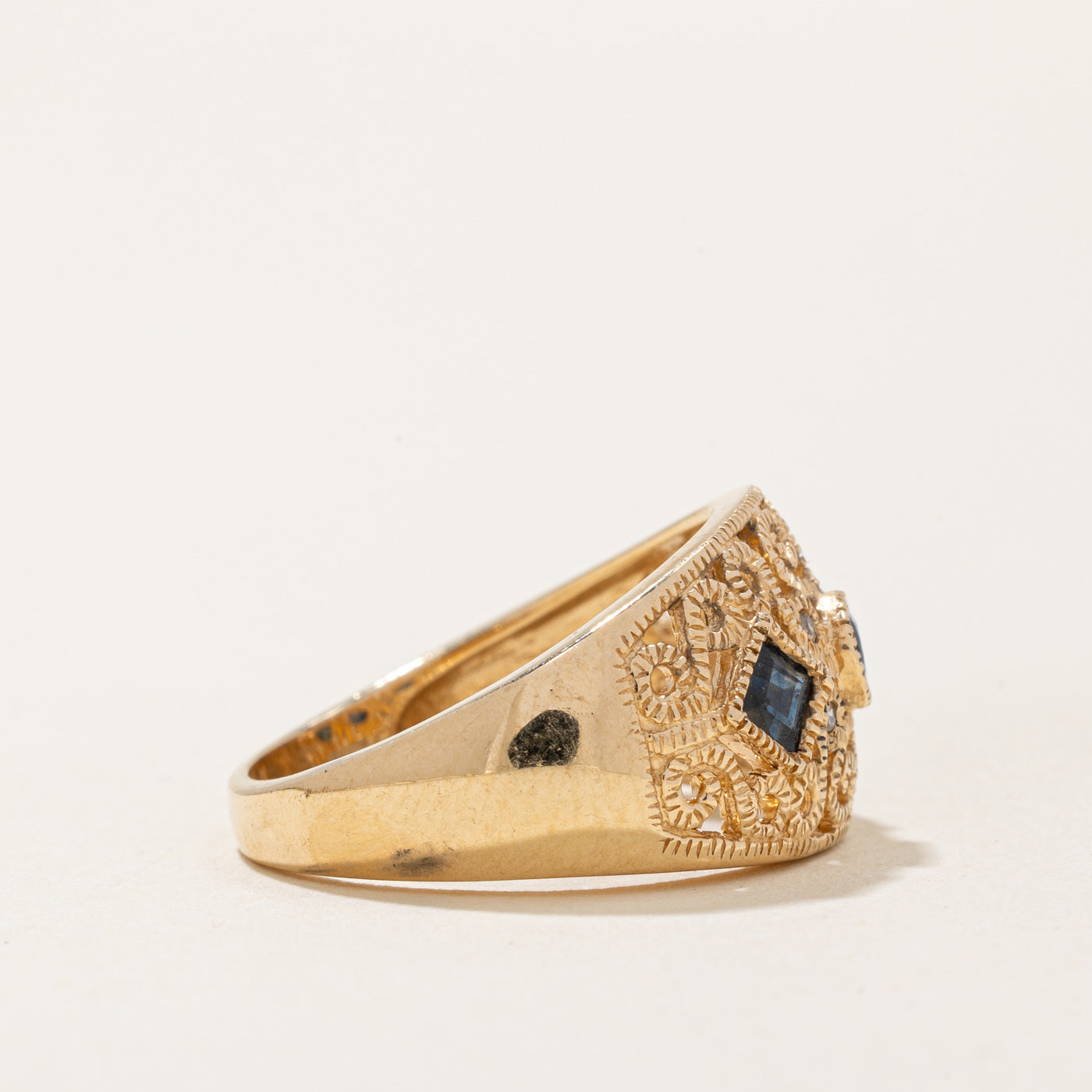 Exquisite Sapphire & Diamond Lattice Ring - 0.40ctw Sapphire & 0.016ctw Diamond - Size 6 - Perfect for Engagement, Anniversary & Special Occasion Gifts
