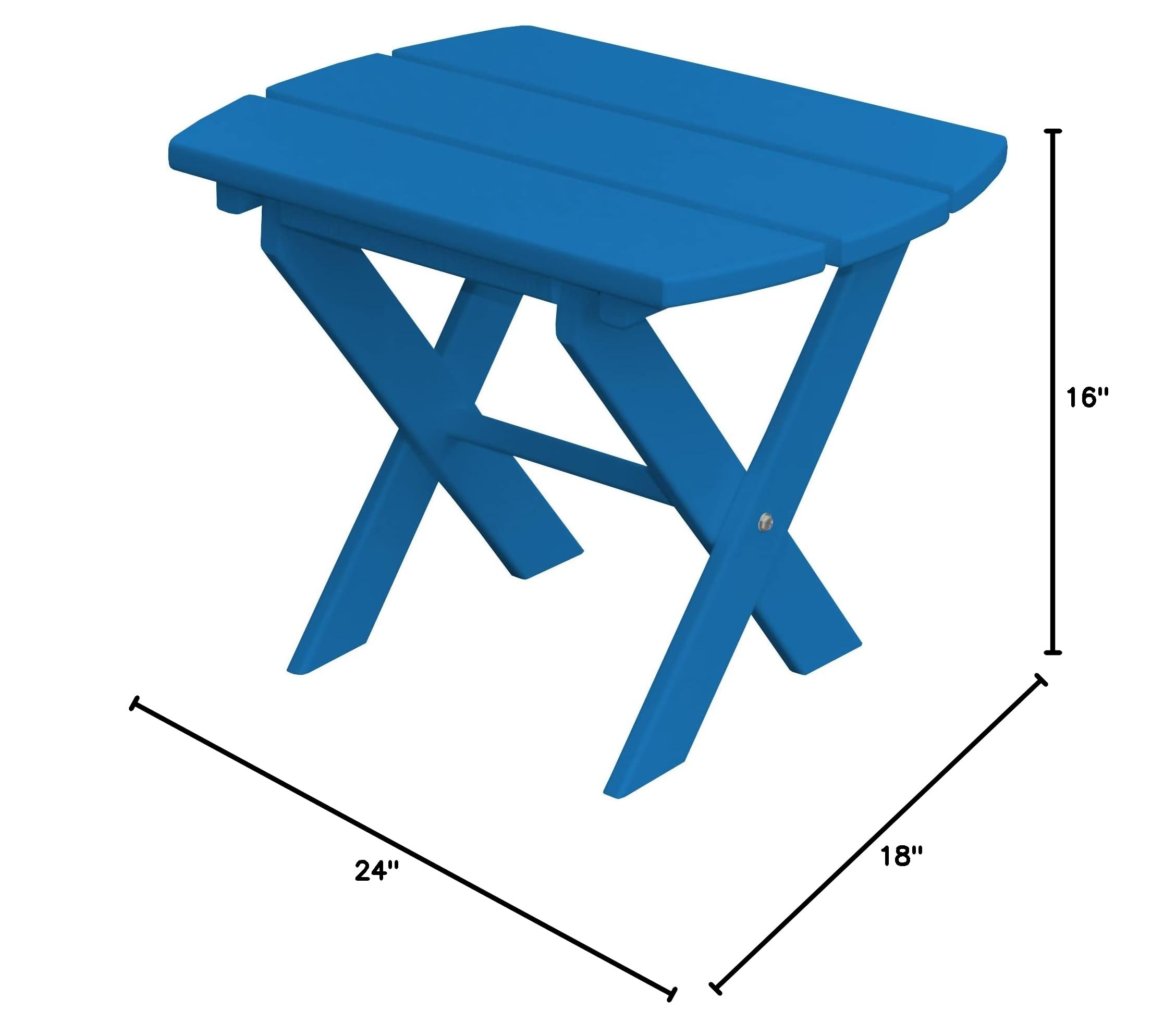 Folding End Table - Lightweight Poly Furniture for Patio, Balcony & Small Spaces | Blue Portable Side Table | Indoor Outdoor Use