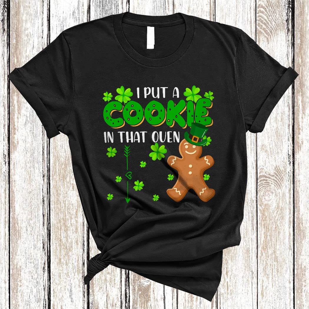 Happy St. Patrick's Day Gingerbread Pregnancy Shamrock Couple Unisex T-Shirt | Funny Irish Cookie Baking Saying Tee | Perfect for Maternity Photos, Gender Reveals & St. Paddy's Day Parties