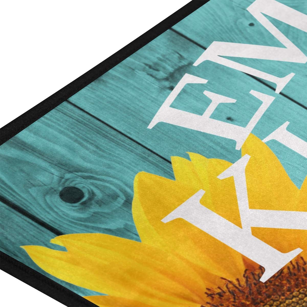 Emelivor Custom Kitchen Rug - Washable Non-Slip Anti-Fatigue Floor Mat with Teal Sunflower Design, Personalized Home Decor for Kitchen, Dining Room & Entryway - Perfect Gift for Housewarming & Holidays
