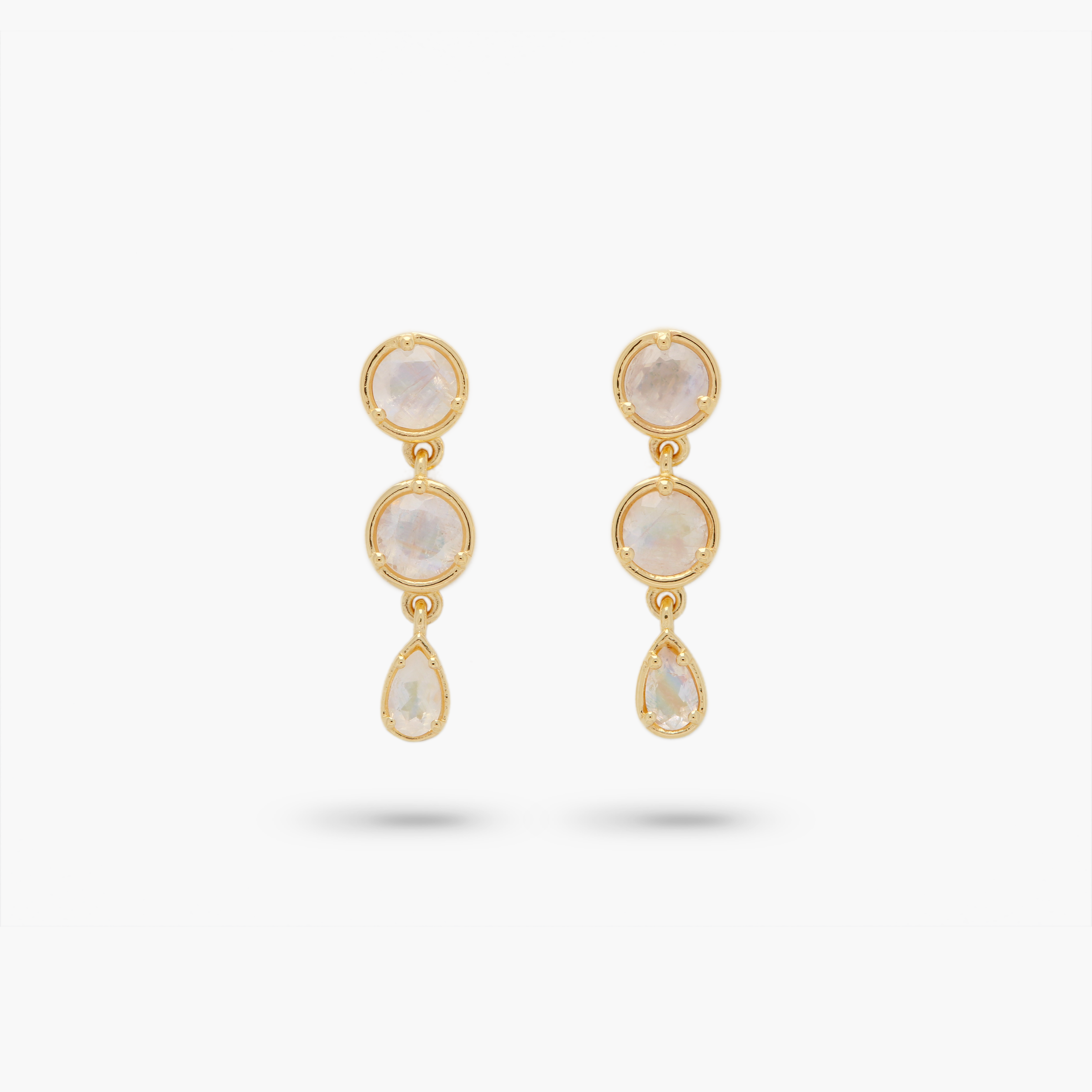 Amare Wear Gold Vermeil Moonstone Mini Dangle Earrings – Elegant Sterling Silver Jewelry for Women, Perfect for Parties, Weddings & Date Nights
