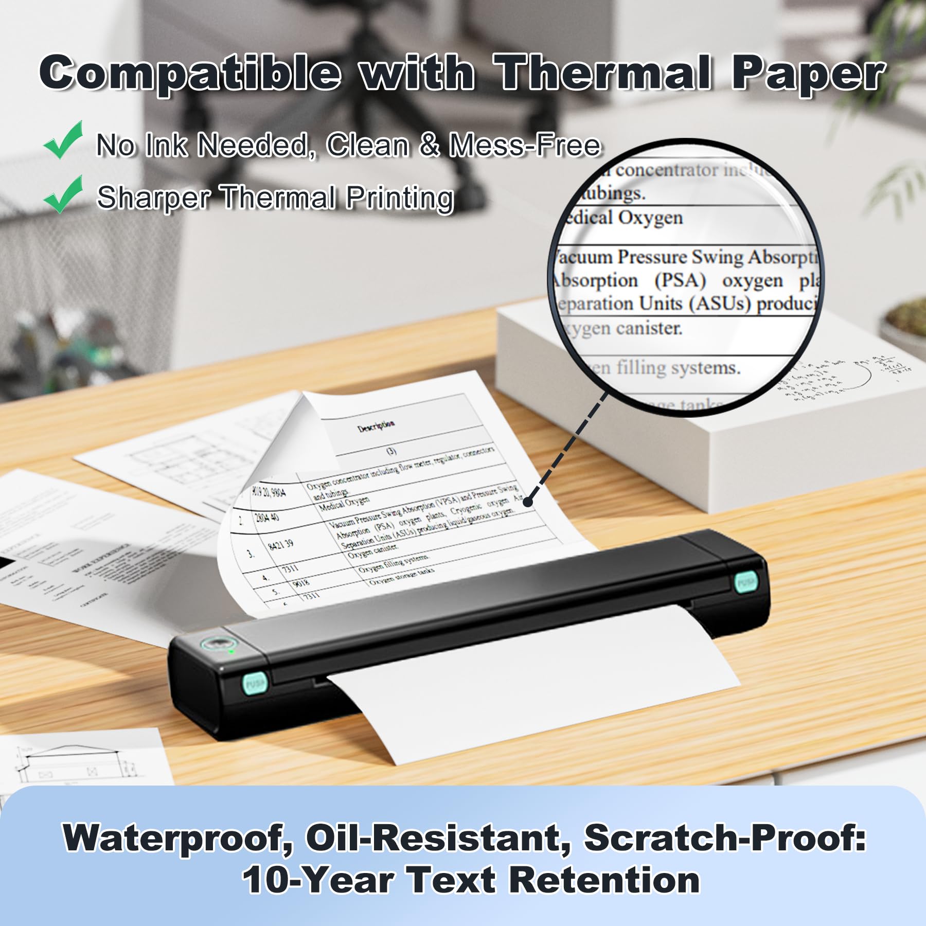 Zoolion M08F Portable Thermal Printer - Wireless, Inkless, Compact for Home Office & Travel | Supports 8.5