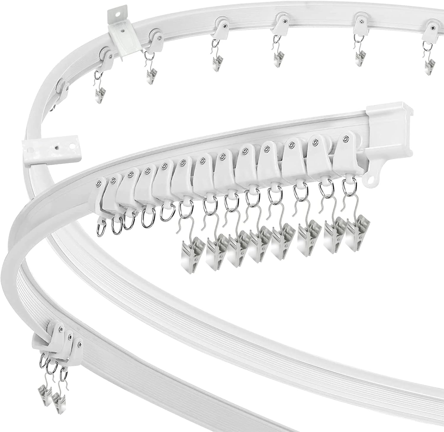 Flexible Bendable Ceiling Curtain Track System - 20ft Wall Mount Curved Rail for Bay Windows, Room Dividers & RVs | Easy-Slide Durable Home & RV Window Treatment Solution