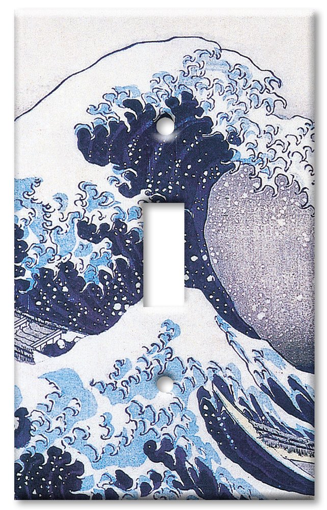 Hokusai Great Wave Art Switch Plate Cover - Single Toggle Light Switch Plate - Japanese Wave Decor for Living Room, Bedroom, or Office