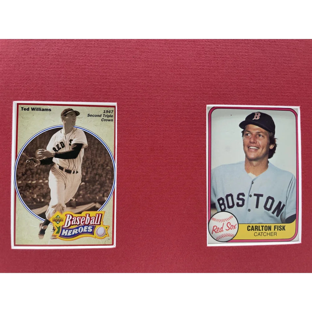 Boston Red Sox Legends Framed 10 Baseball Card Collage - Ted Williams, David Ortiz & Carl Yastrzemski - Perfect for Sports Memorabilia Collectors & Red Sox Fans Home Decor