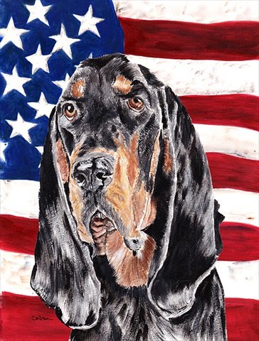 Black and Tan Coonhound USA American Flag Canvas House Size - Patriotic Dog Lover Gift for Home Decor, Wall Art, Living Room, Bedroom & Office