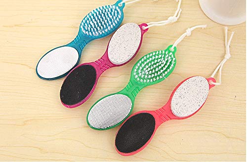 FOK 4-in-1 Foot Pumice Brush & Callus Remover - Exfoliating Pedicure Tool for Dead Skin Care - Perfect for Home Spa, Pedicure & Foot Care Routine (Random Color)