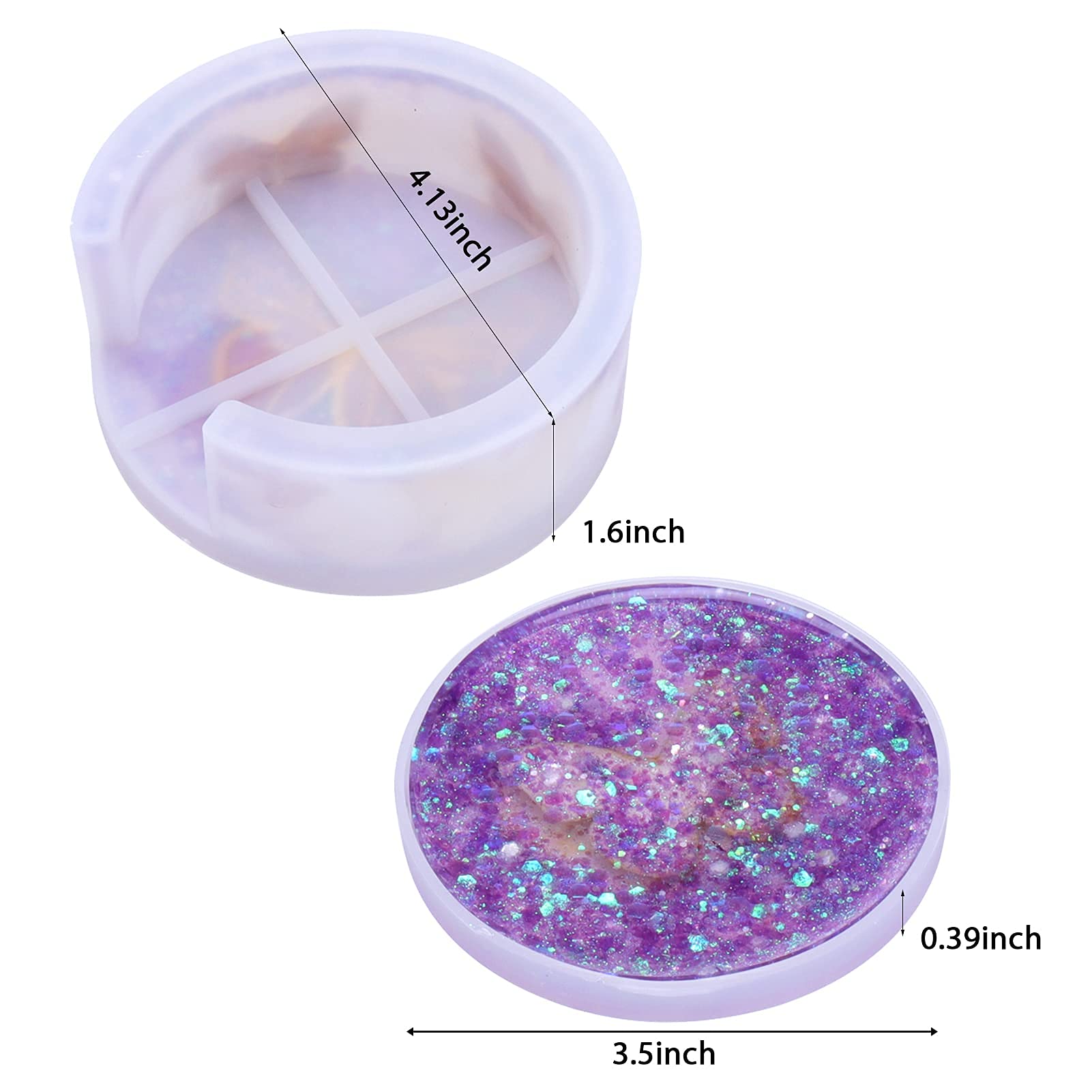 Premium 2-Piece Round Silicone Resin Coaster Molds with Holder for DIY Epoxy Coasters - Perfect for Home Decor, Cup Mats, and Crafting Projects