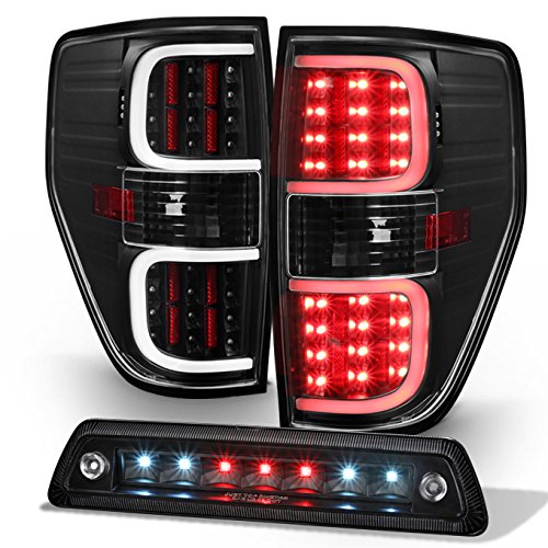 AKKON Black Housing LED Tail Light Kit + 3rd Brake Lamp for 2009-2014 Ford F150 & F-Series Trucks - Durable Replacement for Enhanced Night Visibility & Stylish Appearance