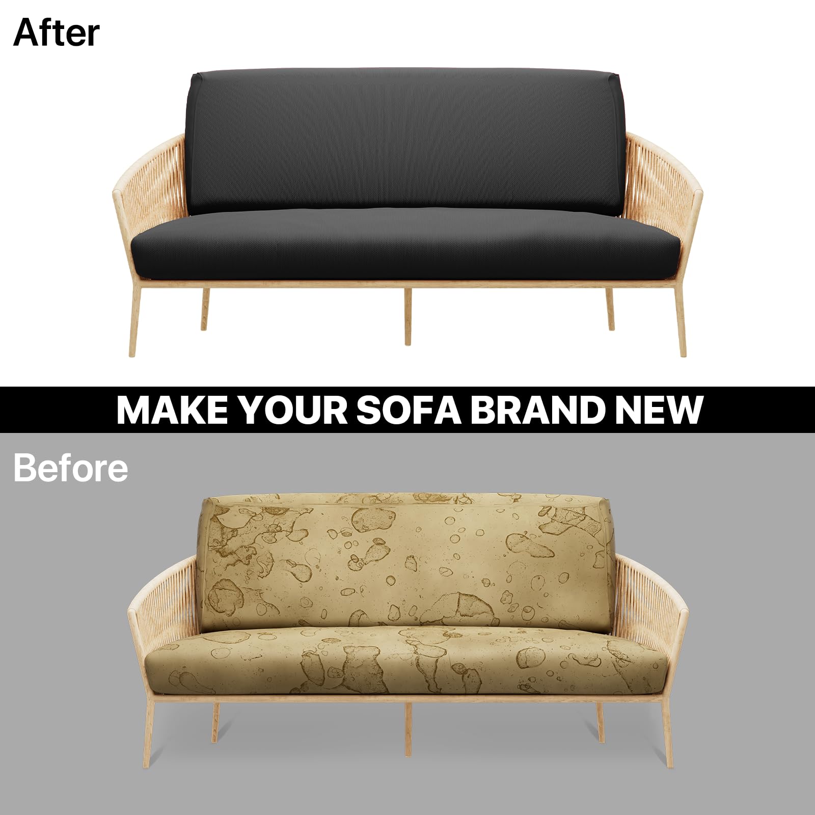 MoNiBloom Twin Futon Cover - Stretch Armless Sofa Slipcover with Zipper, Washable Furniture Protector for Jackknife RV, Couch, Kids & Pets (Black) - Perfect for Living Room, Dorm, RV & Home Decor