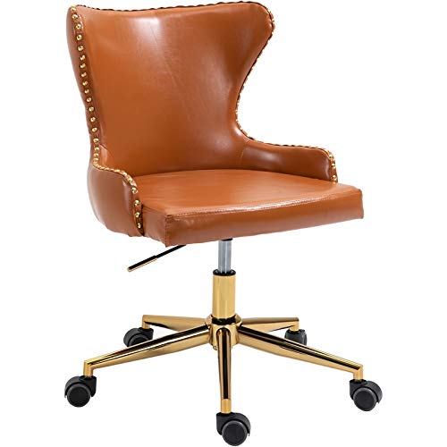 Scranton & Co Swivel Adjustable Cognac Faux Leather Office Chair - Ergonomic Desk Chair for Home Office, Study, Gaming & Workspace