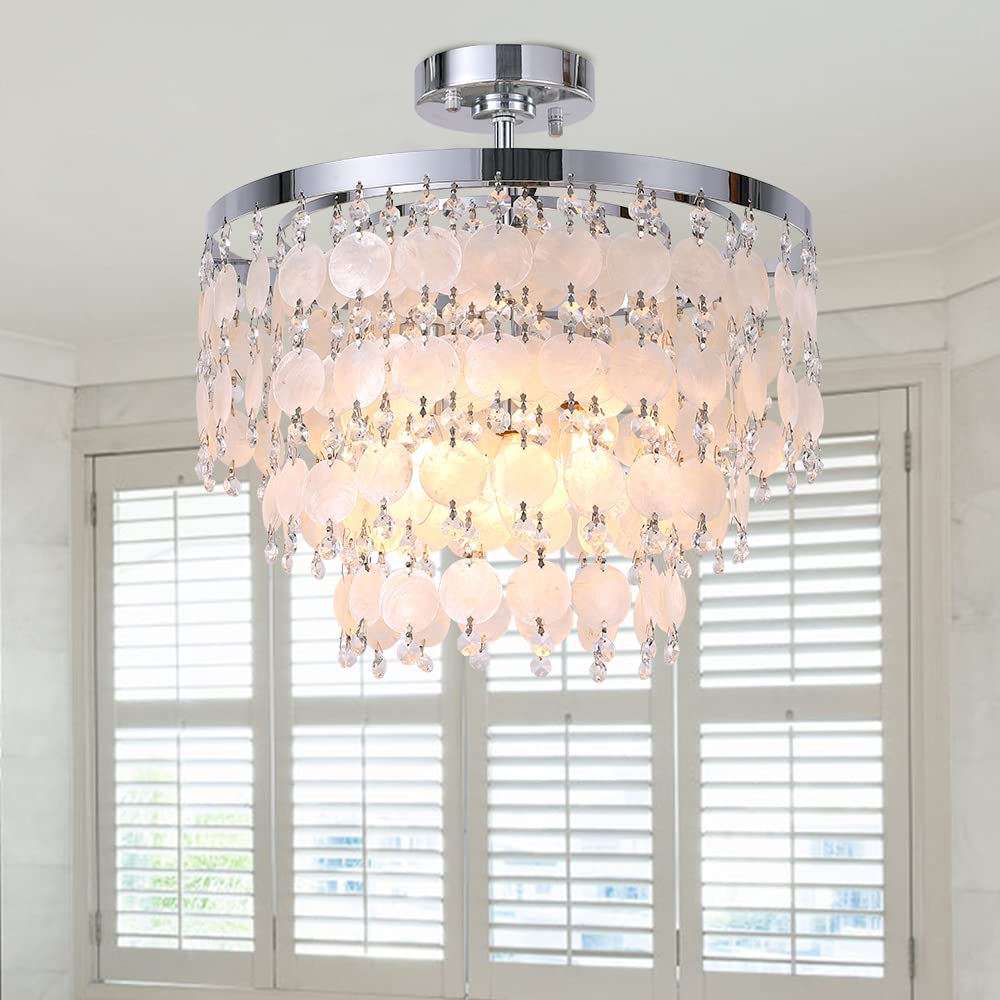 TOCHIC Modern Capiz Shell Chandelier - 16