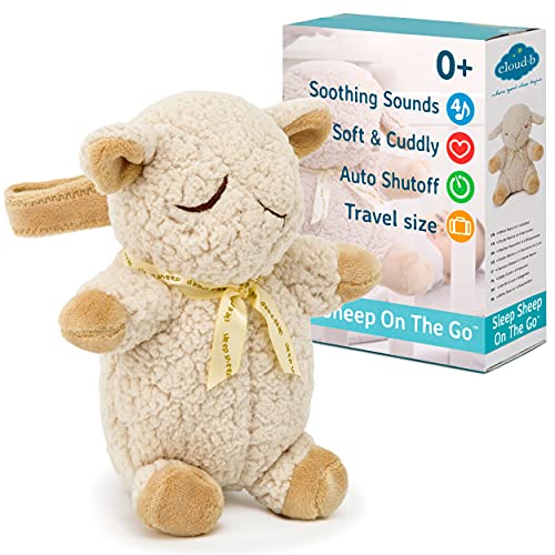 Cloud b Travel Soothing Sound Machine with 4 White Noise Options | Portable Stuffed Animal Sleep Sheep for Babies & Toddlers | Auto-Shutoff Feature | Perfect for Travel, Naptime & Bedtime Comfort
