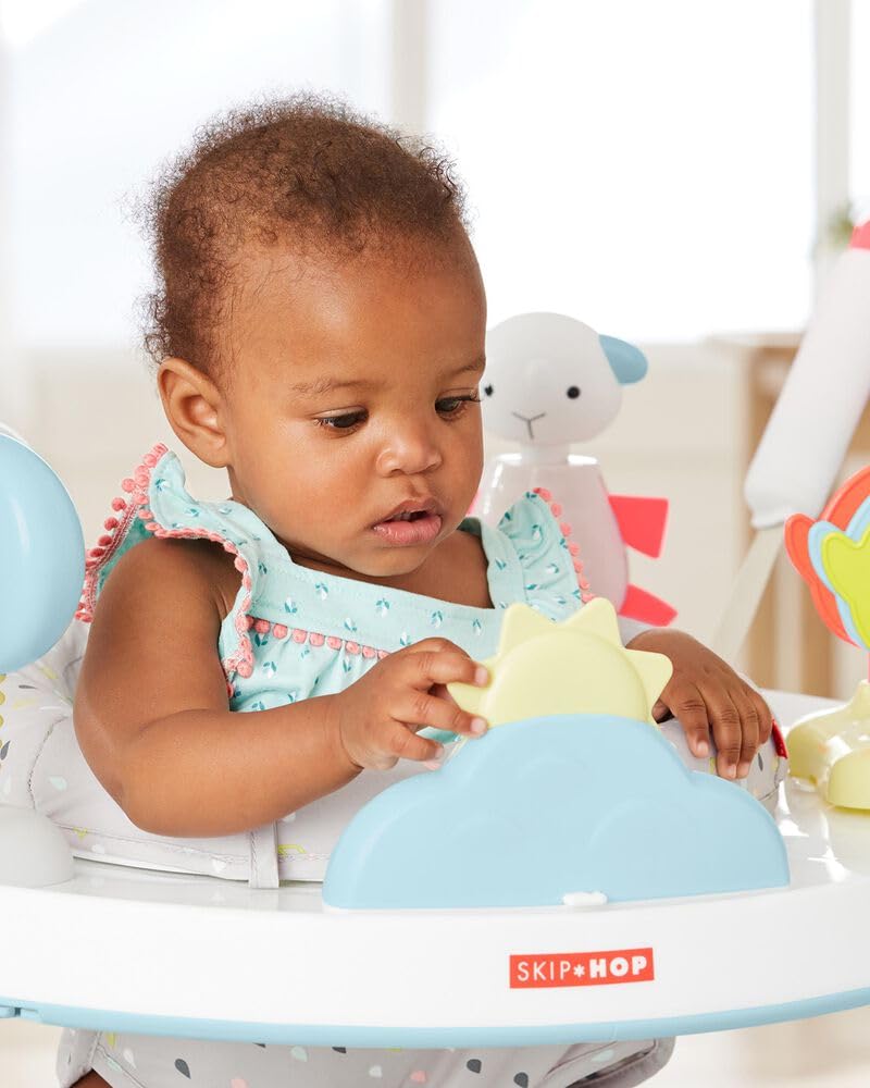 Skip Hop Baby Activity Play Bouncer for Infants 4-24 Months - Foldable, Interactive Toys with Lights & Sounds, Silver Lining Cloud Design - Perfect for Playtime, Tummy Time & Learning Development
