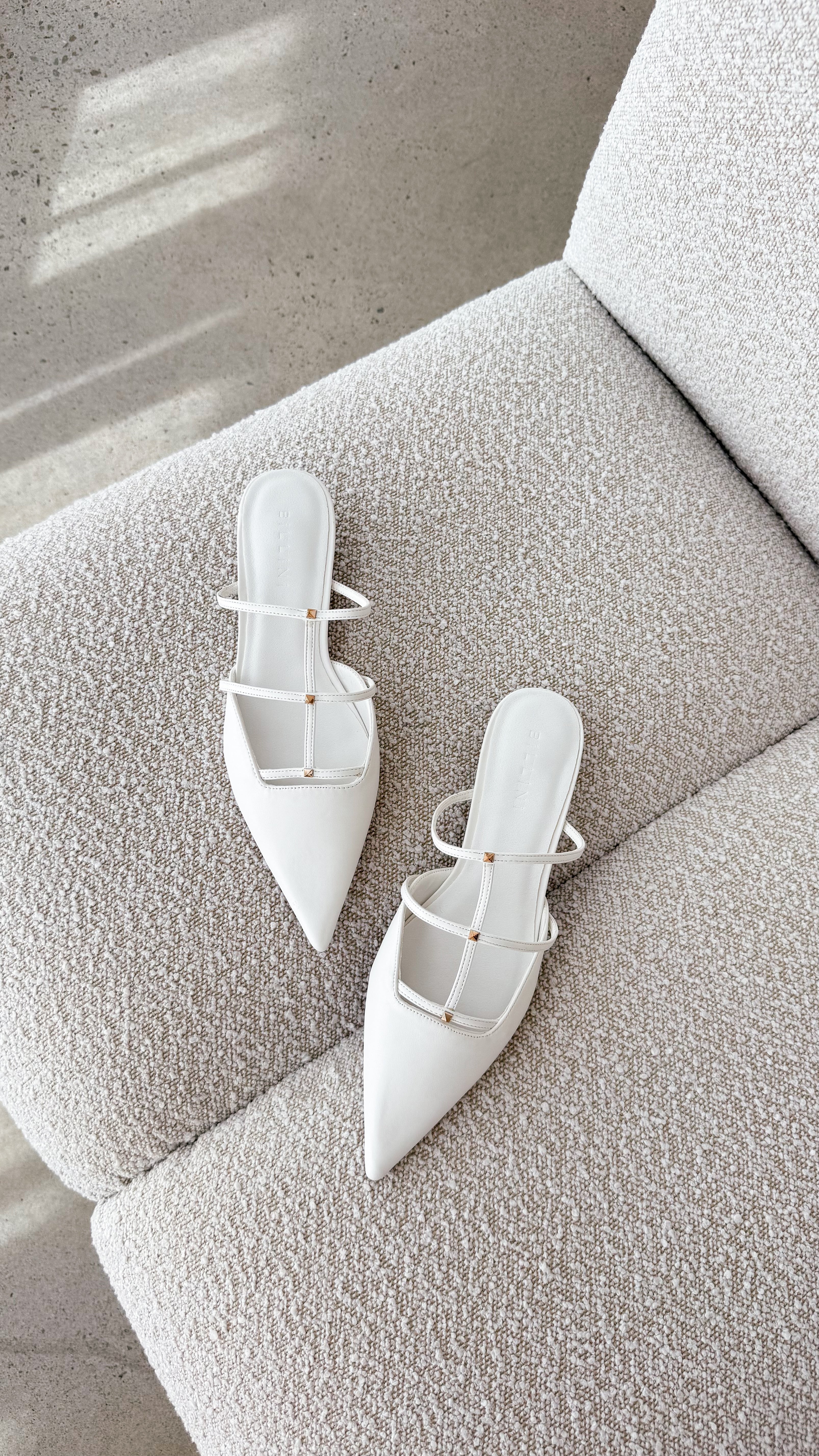 Carver Women's Ballet Flats - Comfortable White Leather Pointed Toe Slip-On Shoes for Work, Office & Casual Wear