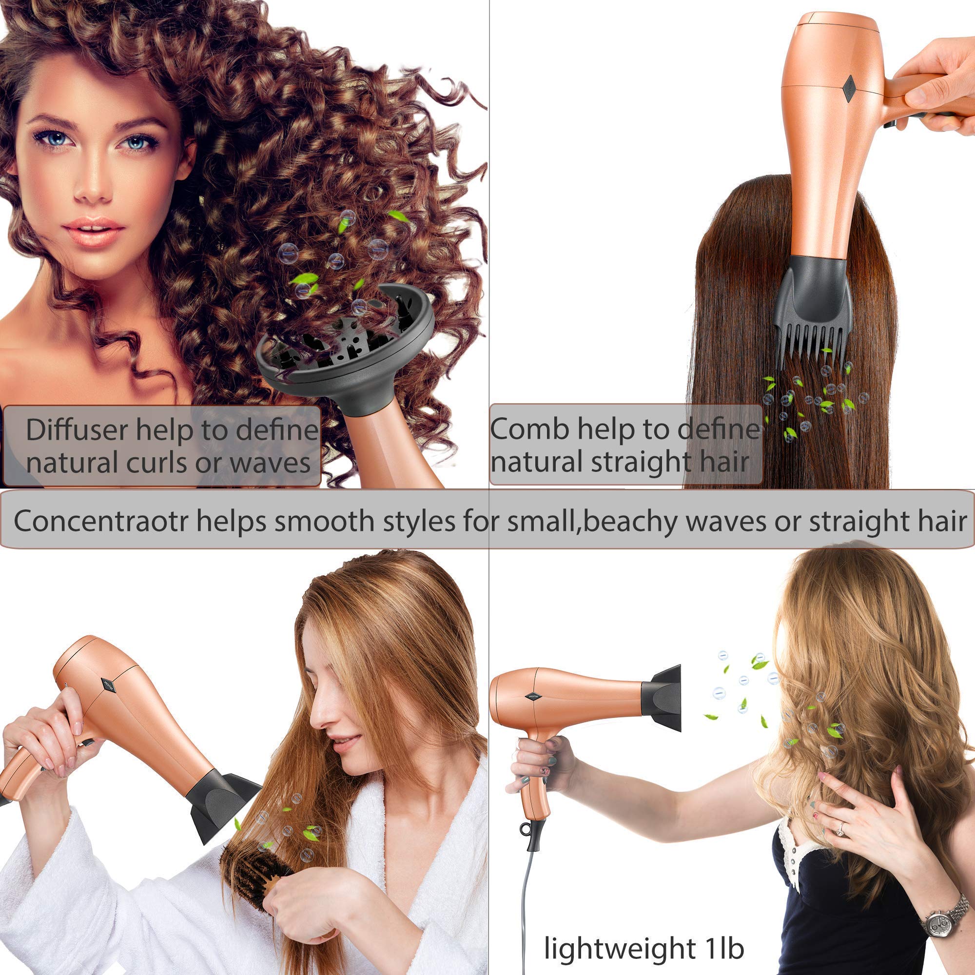 NITION Pro Salon Hair Flat Iron Styling Tool - Professional Hair Straightener & Blow Dryer with Diffuser & Comb Set for Smooth, Shiny Hair - Perfect for Home & Salon Use, Styling, Straightening & Volumizing