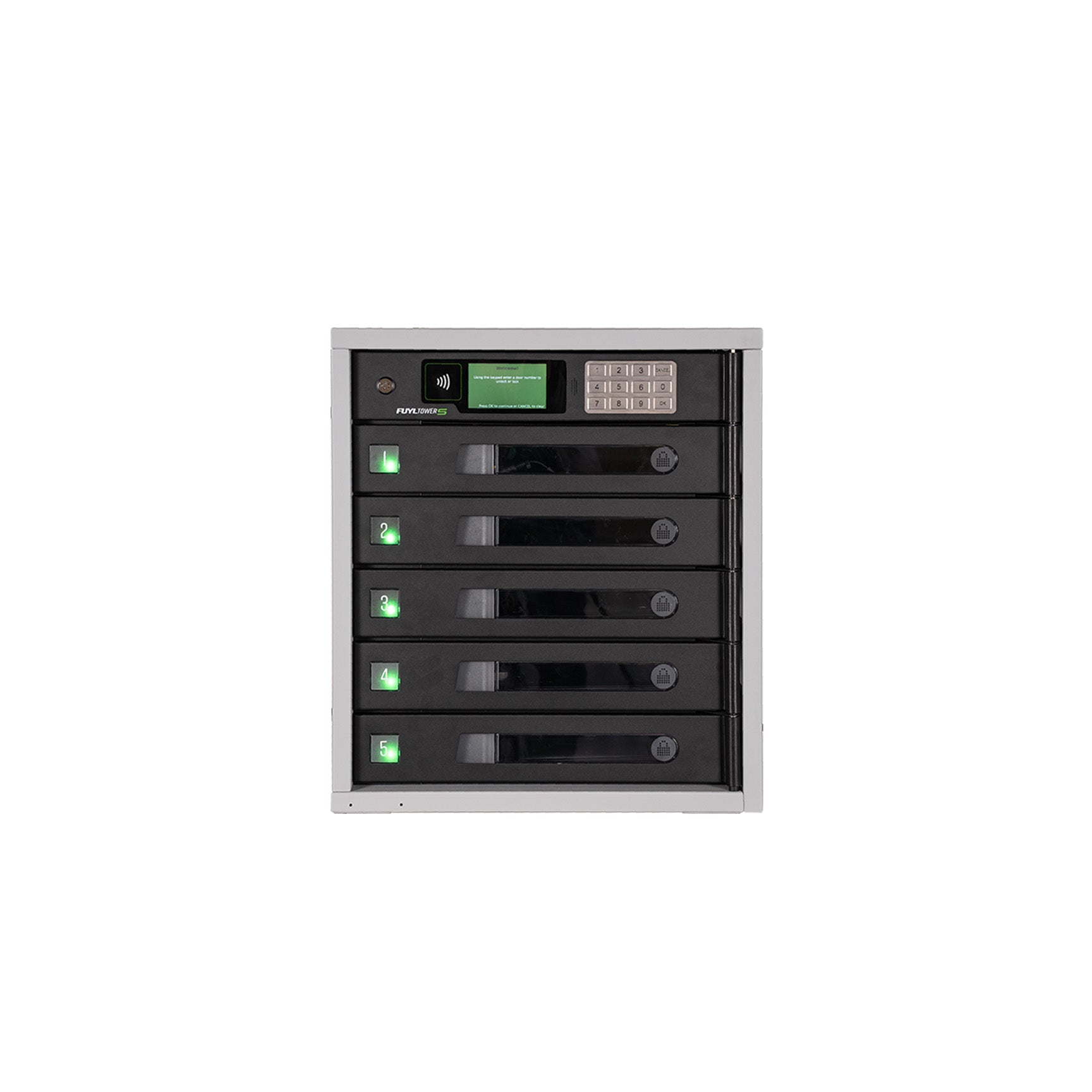 LocknCharge FUYL Tower 5 Pro - Secure Charging Locker for Schools & Offices | Smart Device Storage Solution with 5 Lockers | Perfect for Classroom, Workplace & Public Spaces
