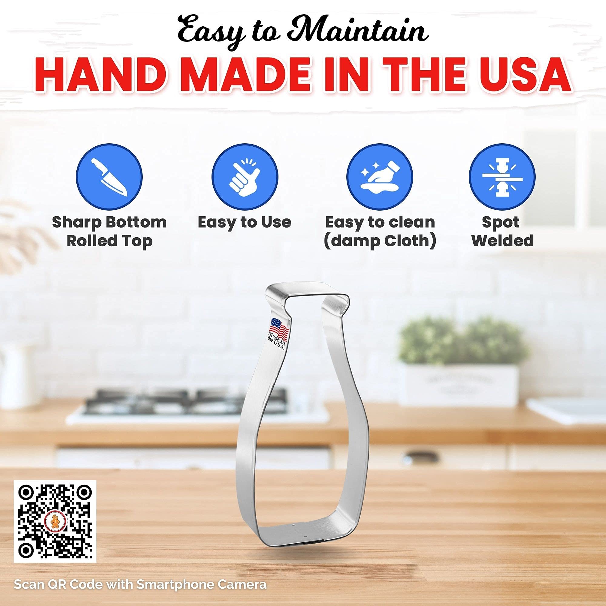 Premium 4.5 Inch Milk Bottle Cookie Cutter - Stainless Steel Baking Tool for Cookies, Pastries & Fondant - USA Made - Perfect for Christmas, Birthday Parties & DIY Baking Gifts