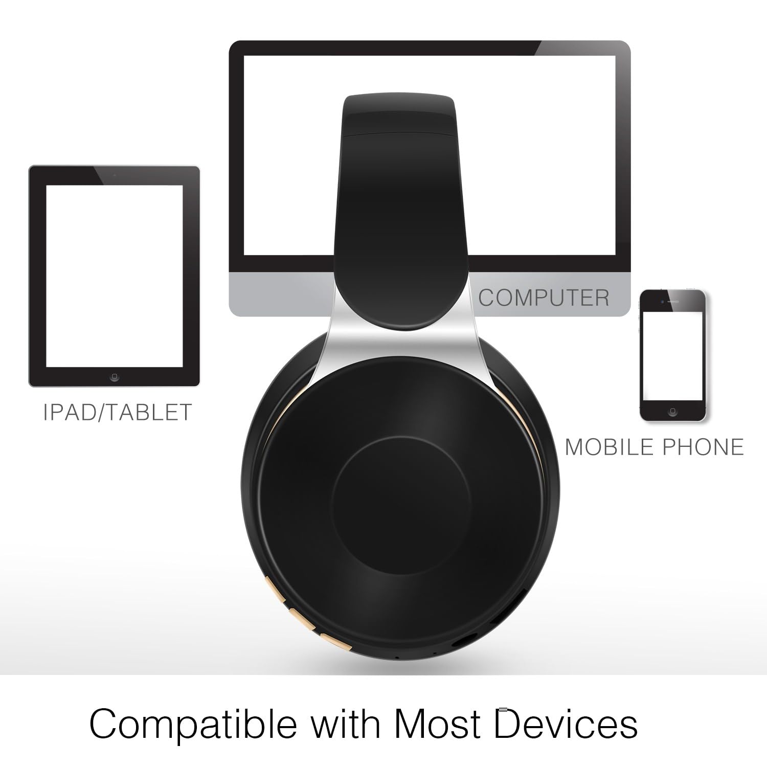 RAT TAIL Bluetooth Headset - Wireless Over-Ear Headphones with Microphone, Foldable Design, Soft Earmuffs, SD/TF Card Slot & FM Radio, 20H Playtime - Perfect for Music, Gaming, Gym, Travel & Online Chat (Classical Black) - Ideal for Commuting, Workouts & Virtual Meetings