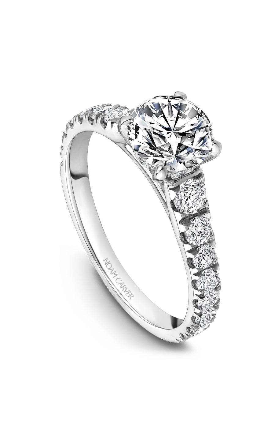 Noam Carver B519 01A Bridal Engagement Ring - 14K White Gold Diamond Wedding Ring for Women - Perfect for Proposals, Anniversaries & Special Occasions