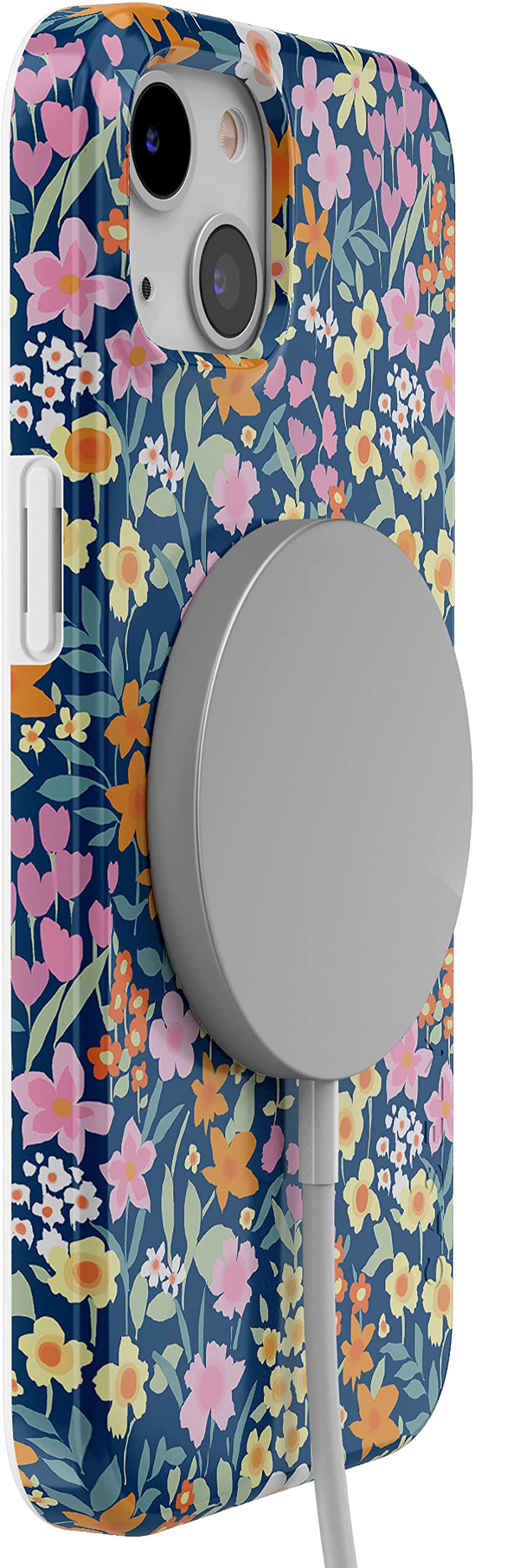 Casely iPhone 13 Case with MagSafe Compatibility - Navy Blue Floral Design Protective Phone Cover | Perfect for Everyday Use, Office & Travel Protection