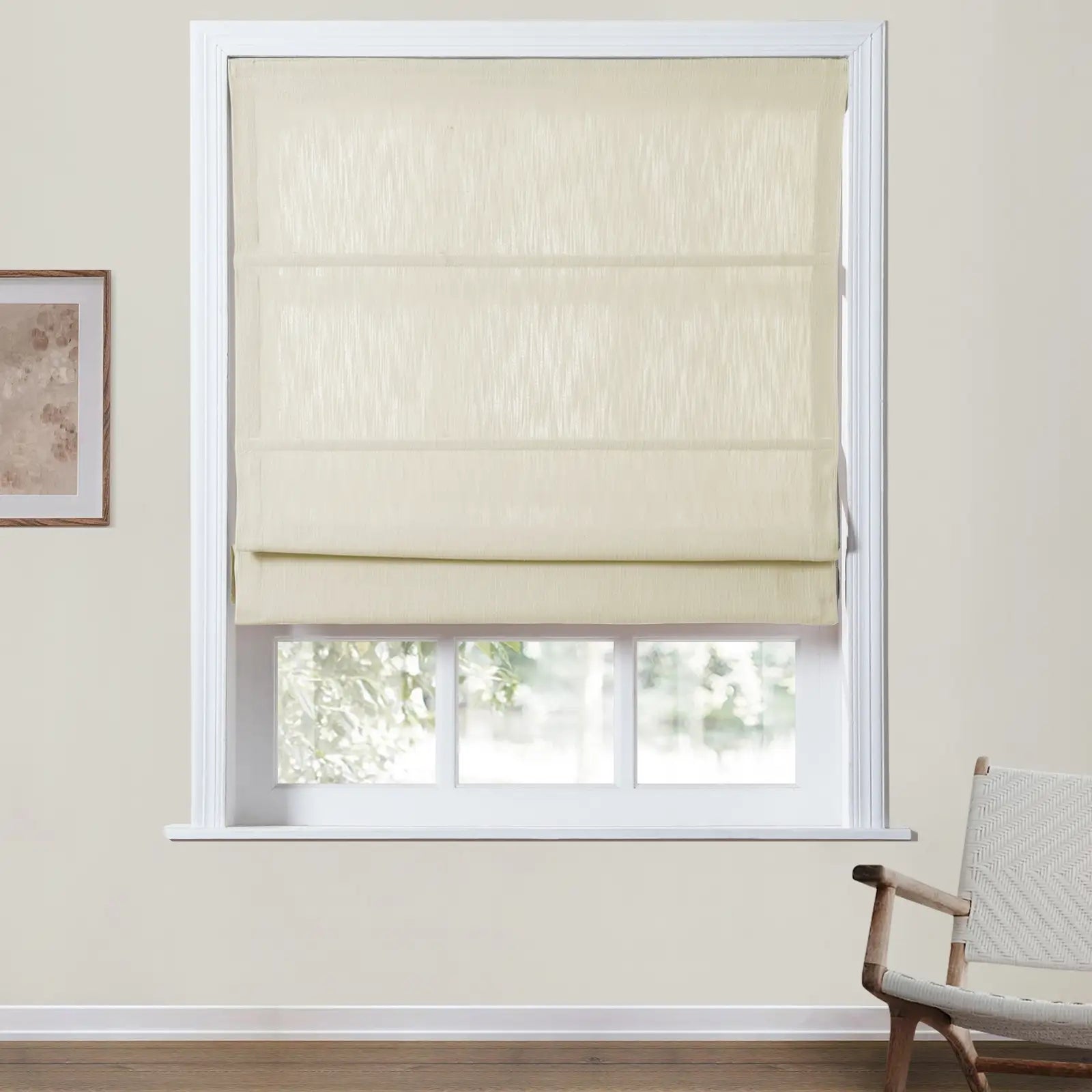Cloe Cotton Blend Cordless Roman Shade - Blackout Window Treatment for Bedroom & Living Room - Plus Size Home Decor
