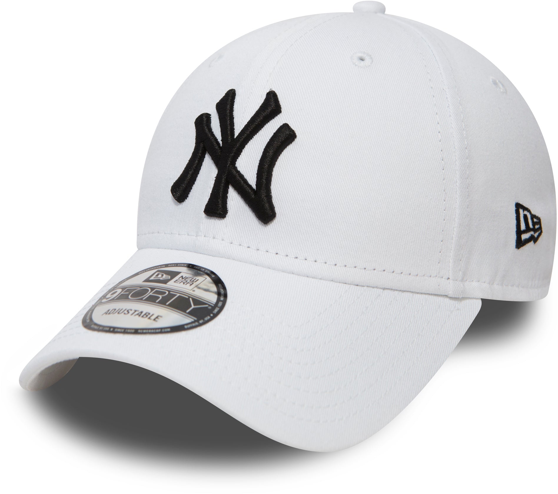 New York Yankees New Era 9Forty League Basic White Baseball Cap for Men & Women - Official MLB Team Logo Hat - Perfect for Baseball Games, Casual Wear & Sports Fans