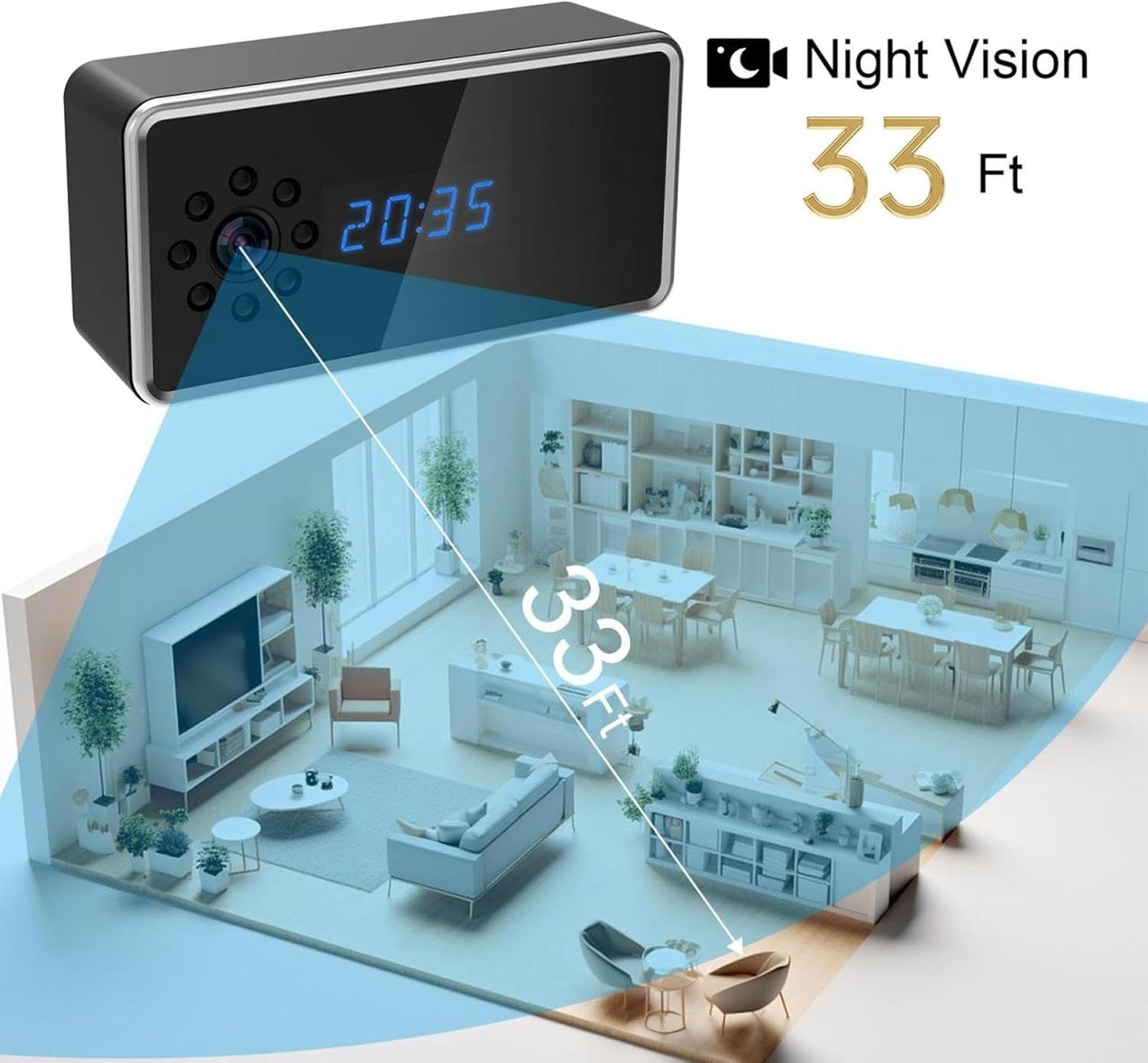 FKINGLRK WiFi Home Security Camera - 1080P Hidden Spy Camera with Audio, Motion Detection & Remote Monitoring | Ideal for Nanny Cams, Baby Monitors & Home Surveillance