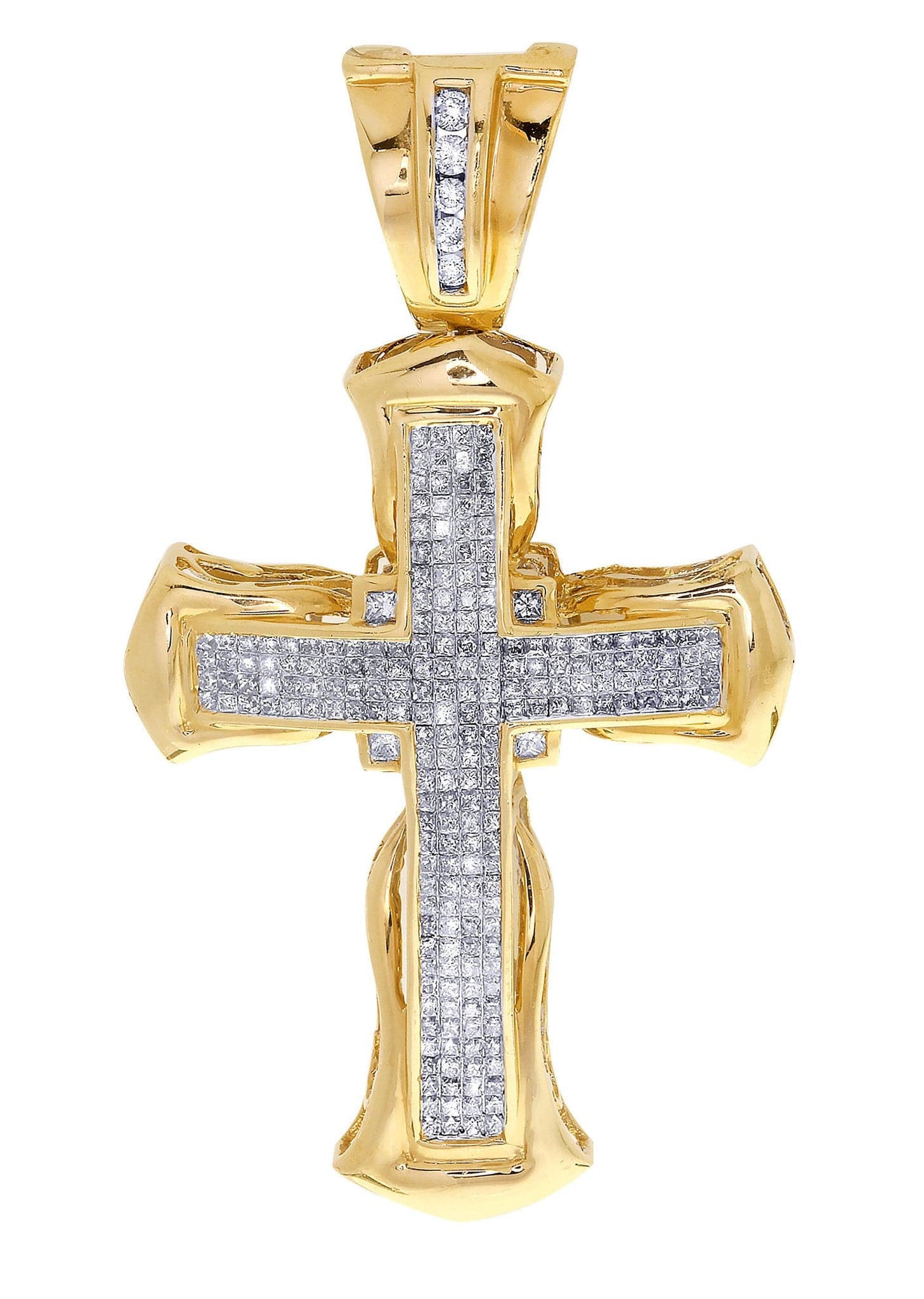 14K White Gold Diamond Cross Pendant - 4.48 Carats, 13.17 Grams - Elegant Religious Jewelry for Women, Perfect for Baptism, First Communion & Special Occasions