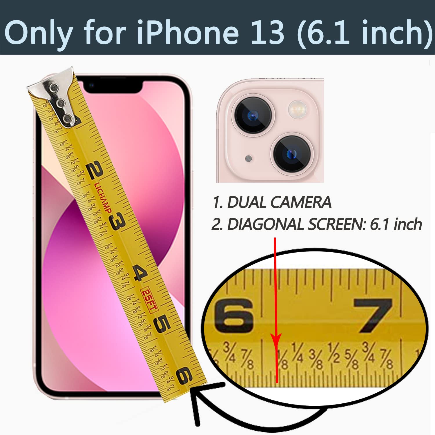LAMEEKU Wallet Case for iPhone 13 (6.1 Inch 2021) - RFID Blocking Leather Cover with Card Holder, 360° Rotating Ring Kickstand & Protective Bumper - Rose Gold | Perfect for Hands-Free Viewing, Secure Card Storage & Everyday Protection