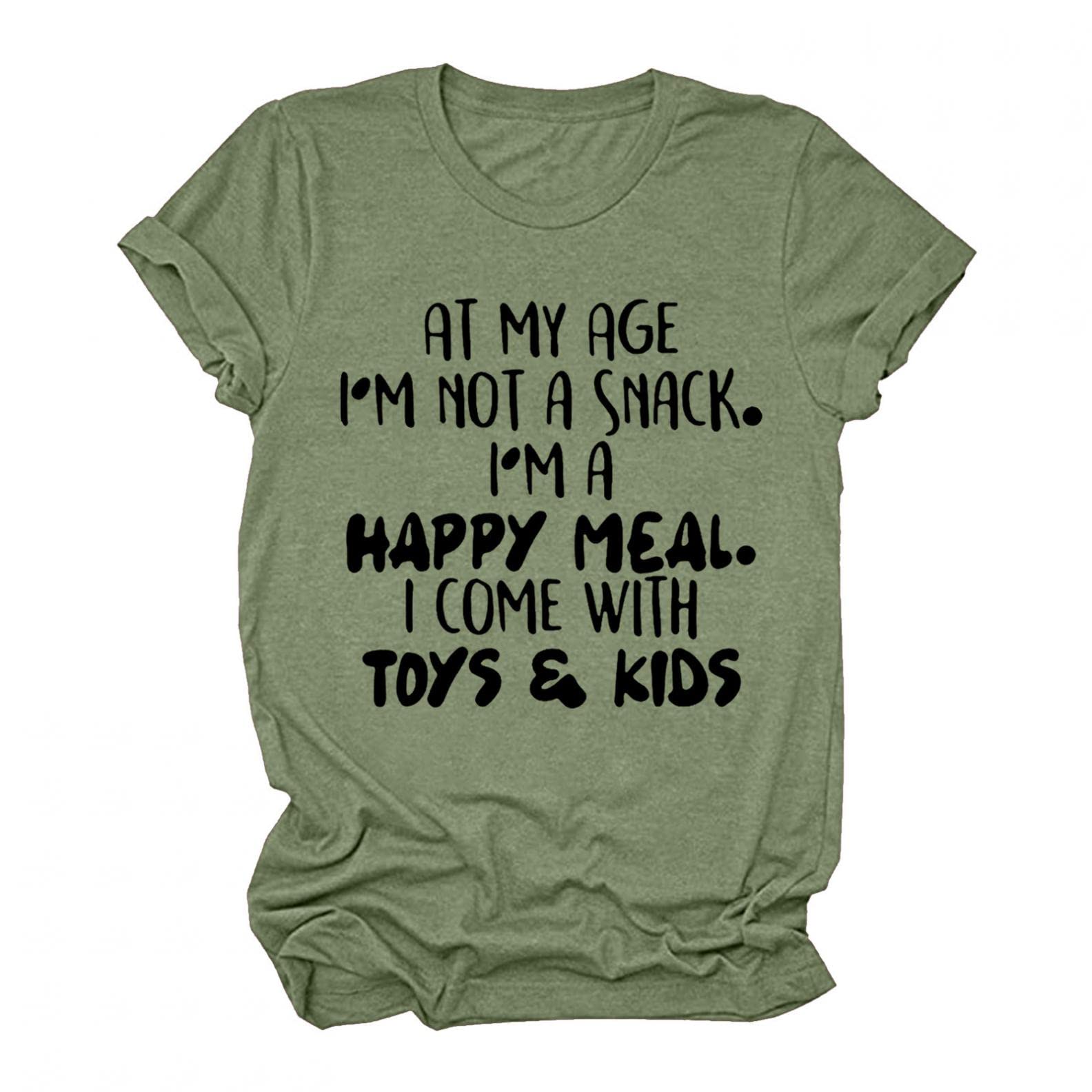 Funny Mom Graphic Tees for Women - 'At My Age I'm Not A Snack I'm A Happy Meal' Saying Short Sleeve T-Shirts | Perfect for Mother's Day, Birthday Gifts & Casual Wear