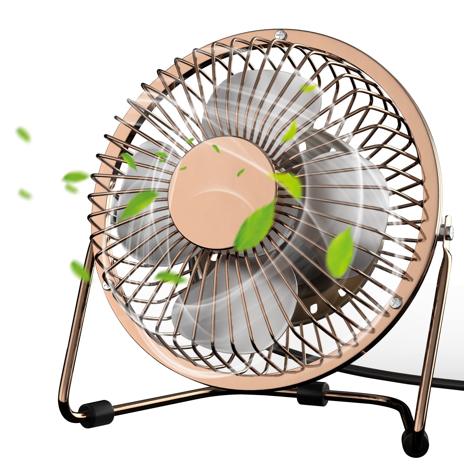 PEYOU 4 Inch USB Desk Fan - Portable Metal Mini Table Fan with 360° Rotation, High-Velocity Cooling & Quiet Operation - Perfect for Home, Office, Bedroom, Travel & Camping - Ideal for Work Desks, Nightstands, Tents & Outdoor Adventures