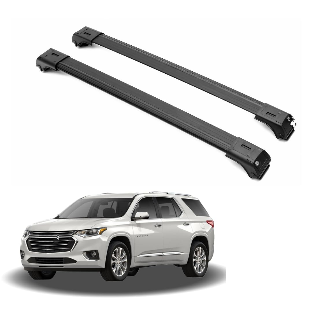 ERKUL Anti-Theft Lock Aluminum Roof Rack Cross Bars for Chevrolet Chevy Traverse 2018-2023 | Universal Cargo Carrier for Rooftop, Luggage, Kayak, Canoe & Bike | Heavy Duty Black Crossbars for Outdoor Adventures & Road Trips